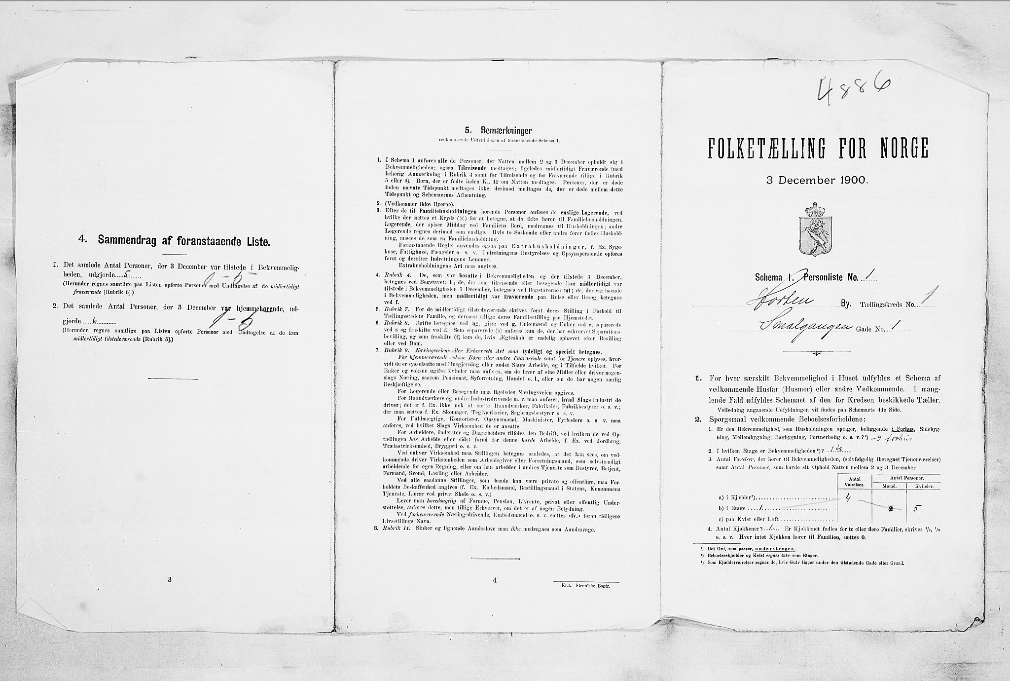 RA, 1900 census for Horten, 1900, p. 4990