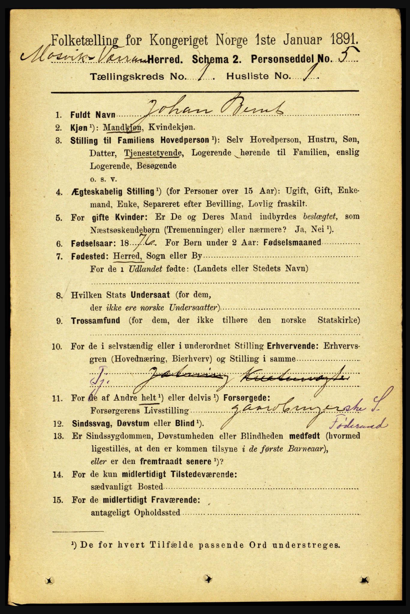 RA, 1891 census for 1723 Mosvik og Verran, 1891, p. 83