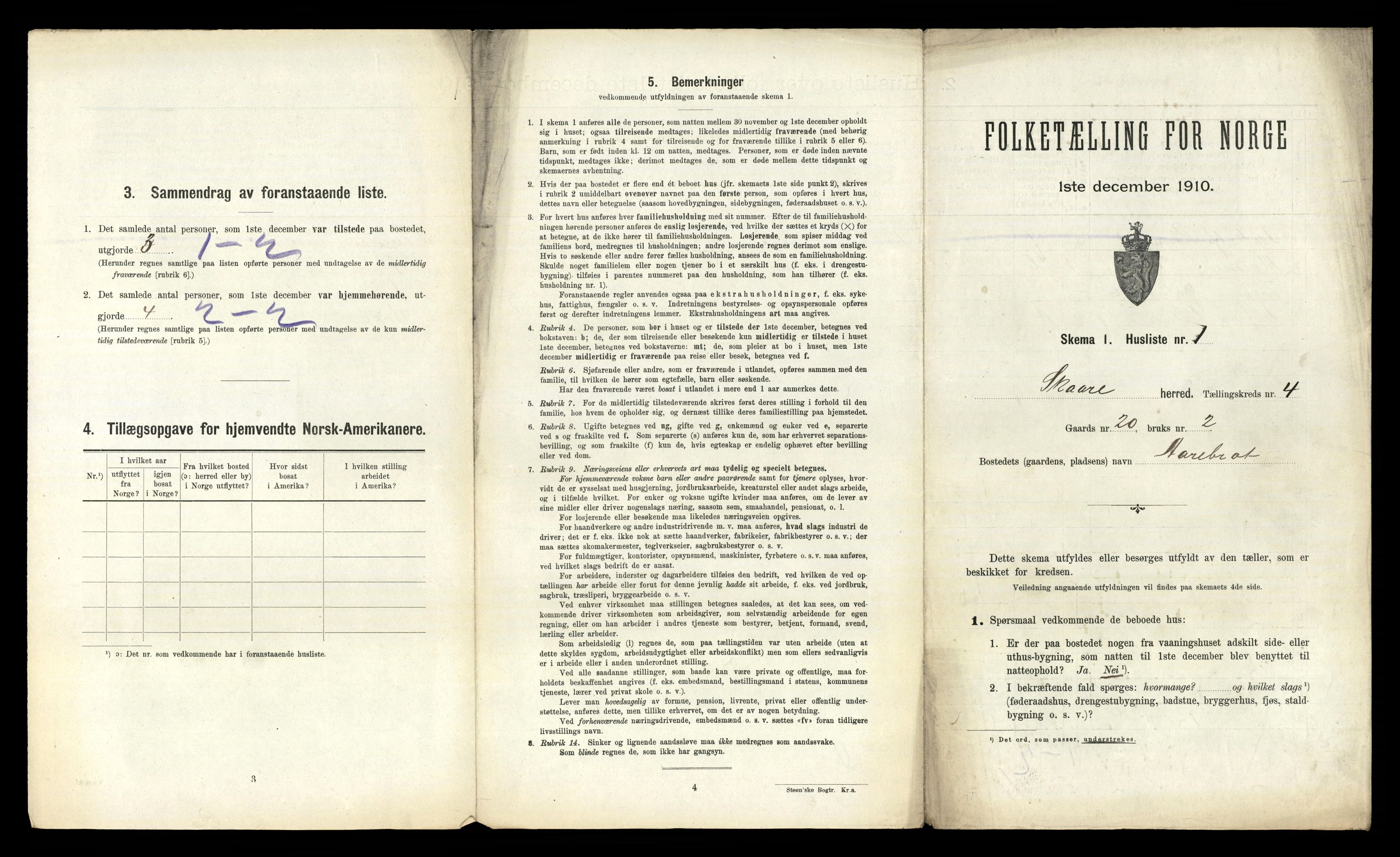 RA, 1910 census for Skåre, 1910, p. 264