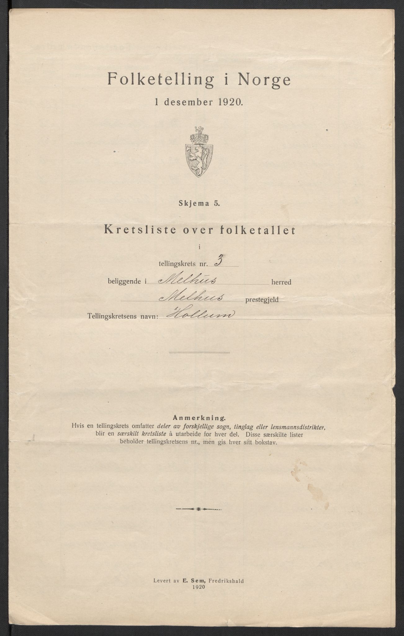 SAT, 1920 census for Melhus, 1920, p. 14