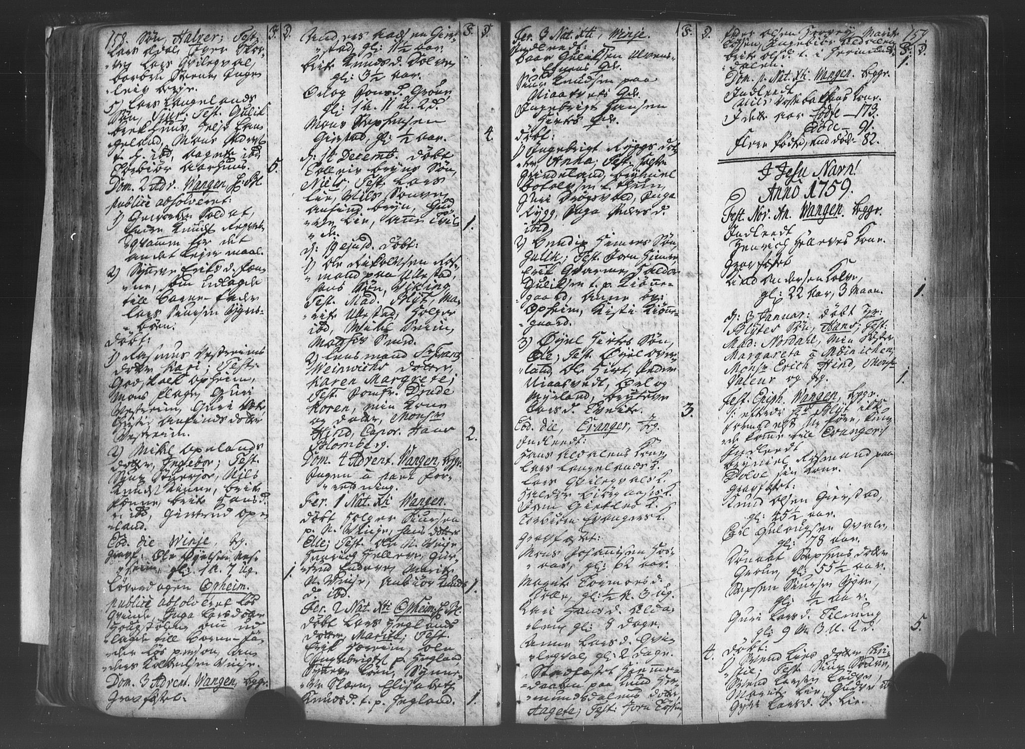 Voss sokneprestembete, SAB/A-79001/H/Haa: Parish register (official) no. A 8, 1752-1780, p. 158-159