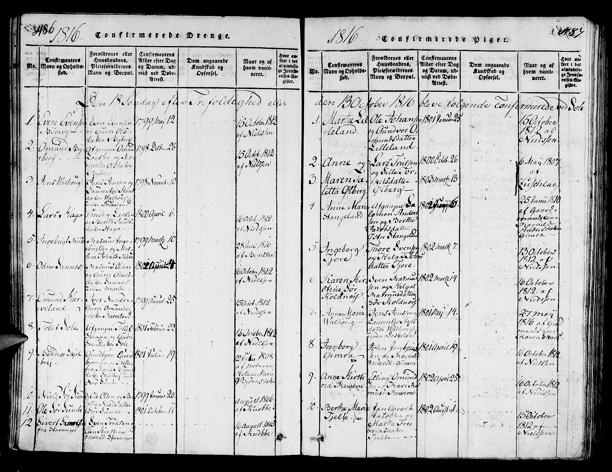 Håland sokneprestkontor, AV/SAST-A-101802/001/30BA/L0004: Parish register (official) no. A 4, 1815-1829, p. 486-487