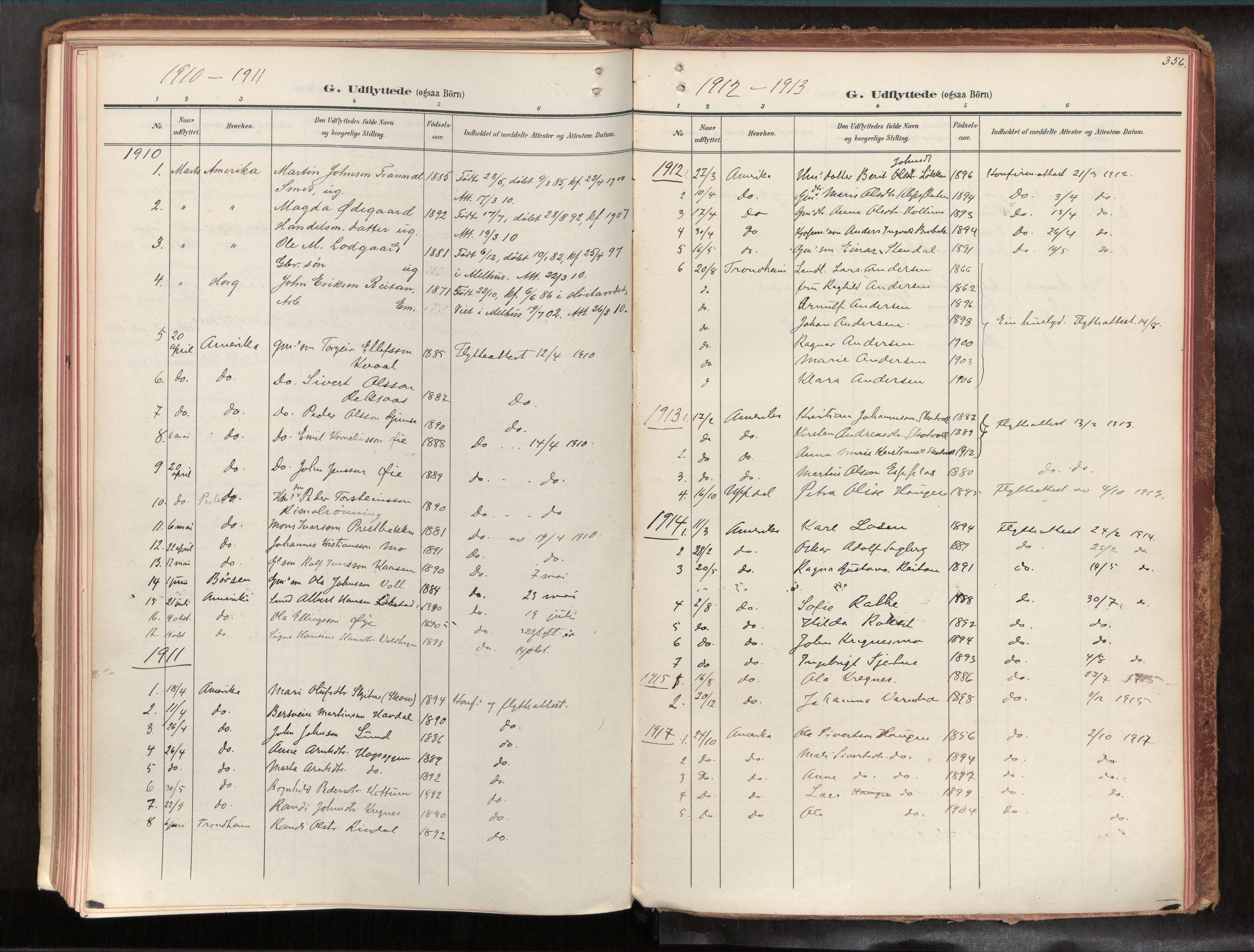Ministerialprotokoller, klokkerbøker og fødselsregistre - Sør-Trøndelag, SAT/A-1456/691/L1085b: Parish register (official) no. 691A18, 1908-1930, p. 356