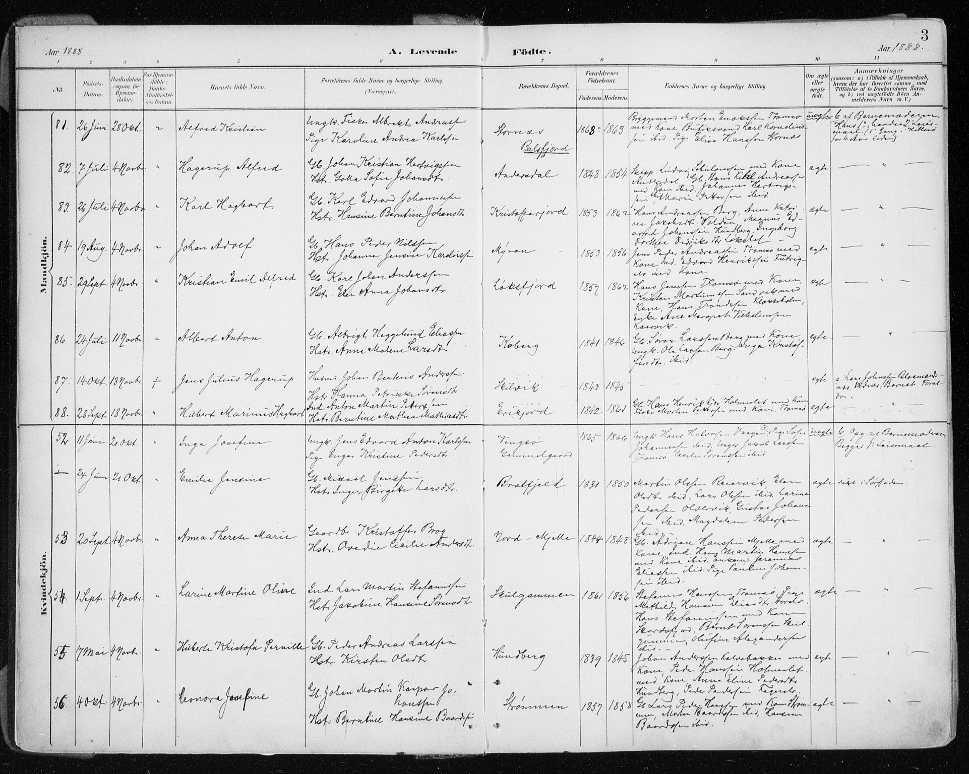 Tromsøysund sokneprestkontor, SATØ/S-1304/G/Ga/L0005kirke: Parish register (official) no. 5, 1888-1896, p. 3