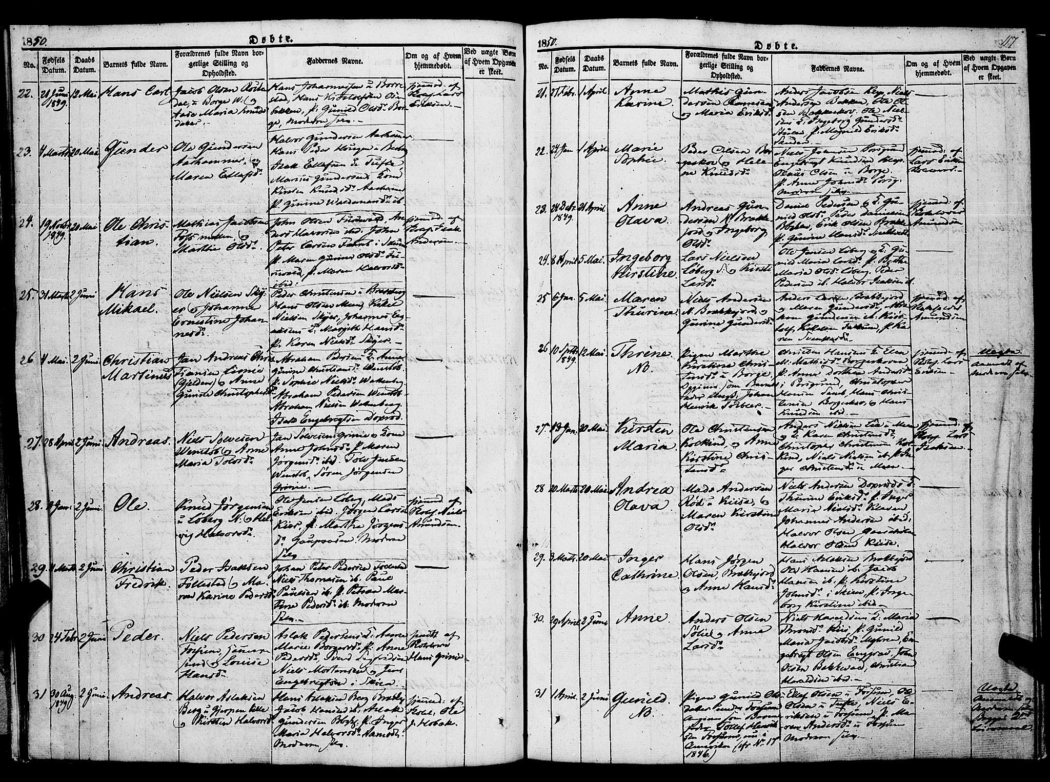 Gjerpen kirkebøker, SAKO/A-265/F/Fa/L0007a: Parish register (official) no. I 7A, 1834-1857, p. 117