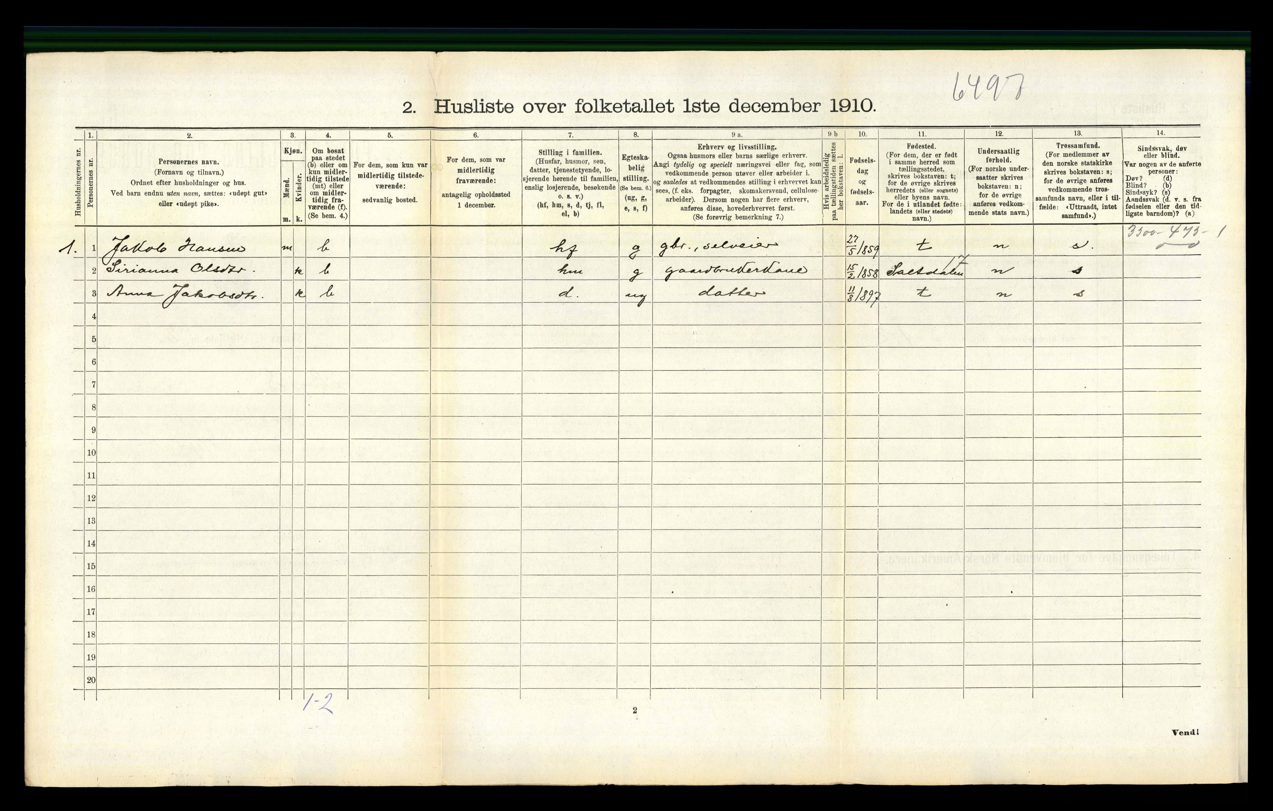 RA, 1910 census for Sørfold, 1910, p. 631