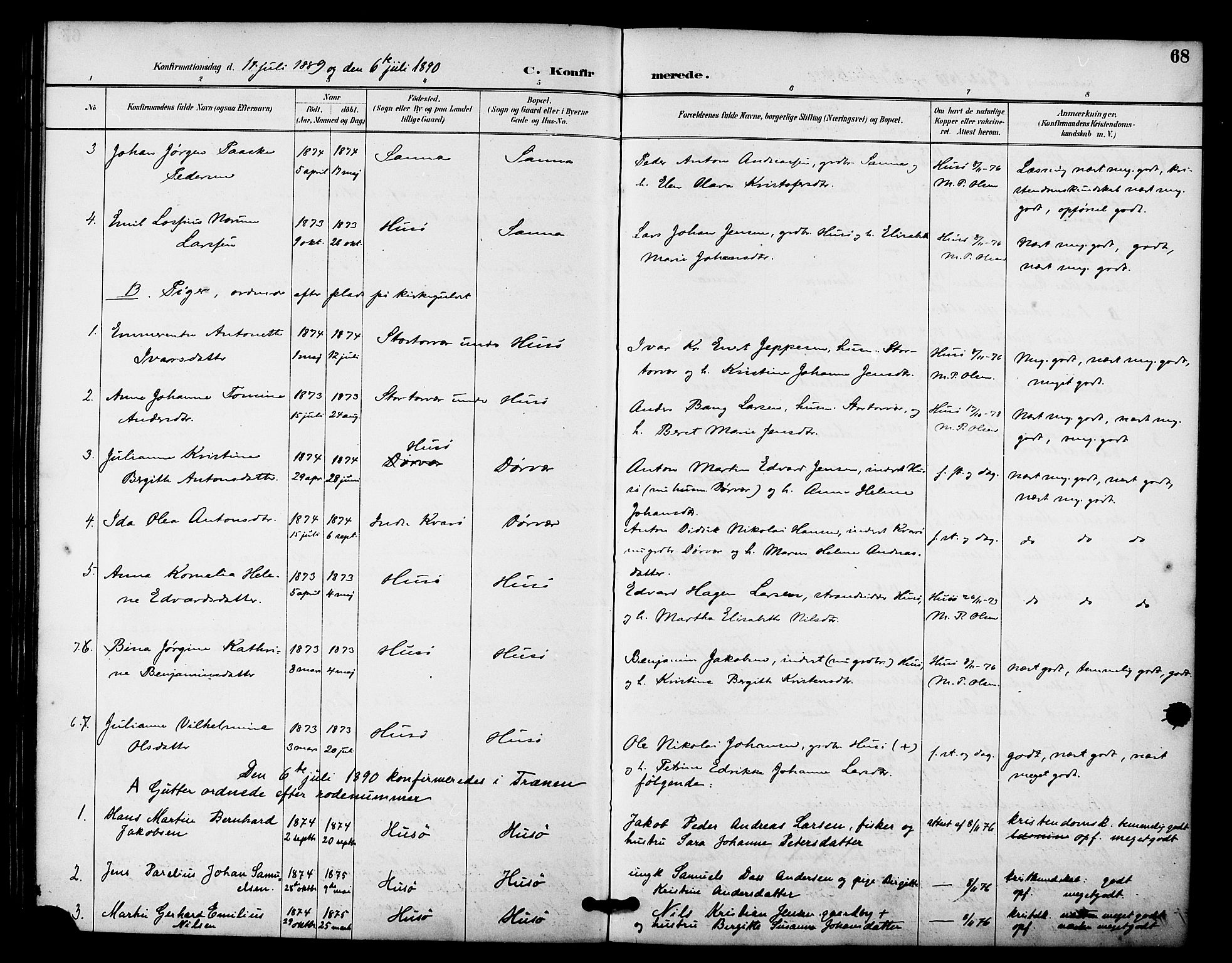 Ministerialprotokoller, klokkerbøker og fødselsregistre - Nordland, SAT/A-1459/840/L0580: Parish register (official) no. 840A02, 1887-1909, p. 68