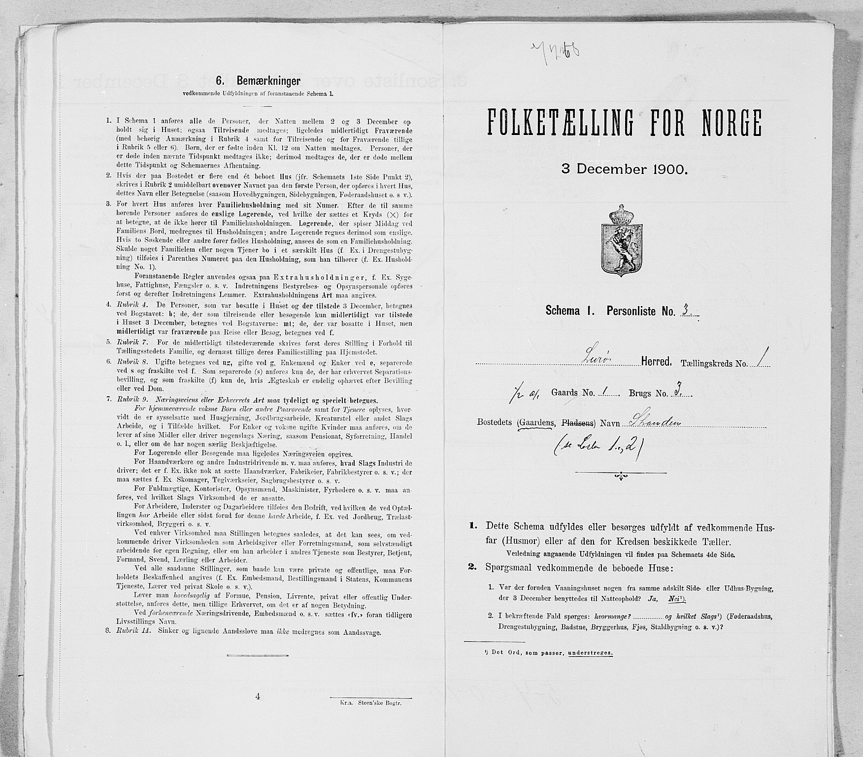 SAT, 1900 census for Lurøy, 1900, p. 24