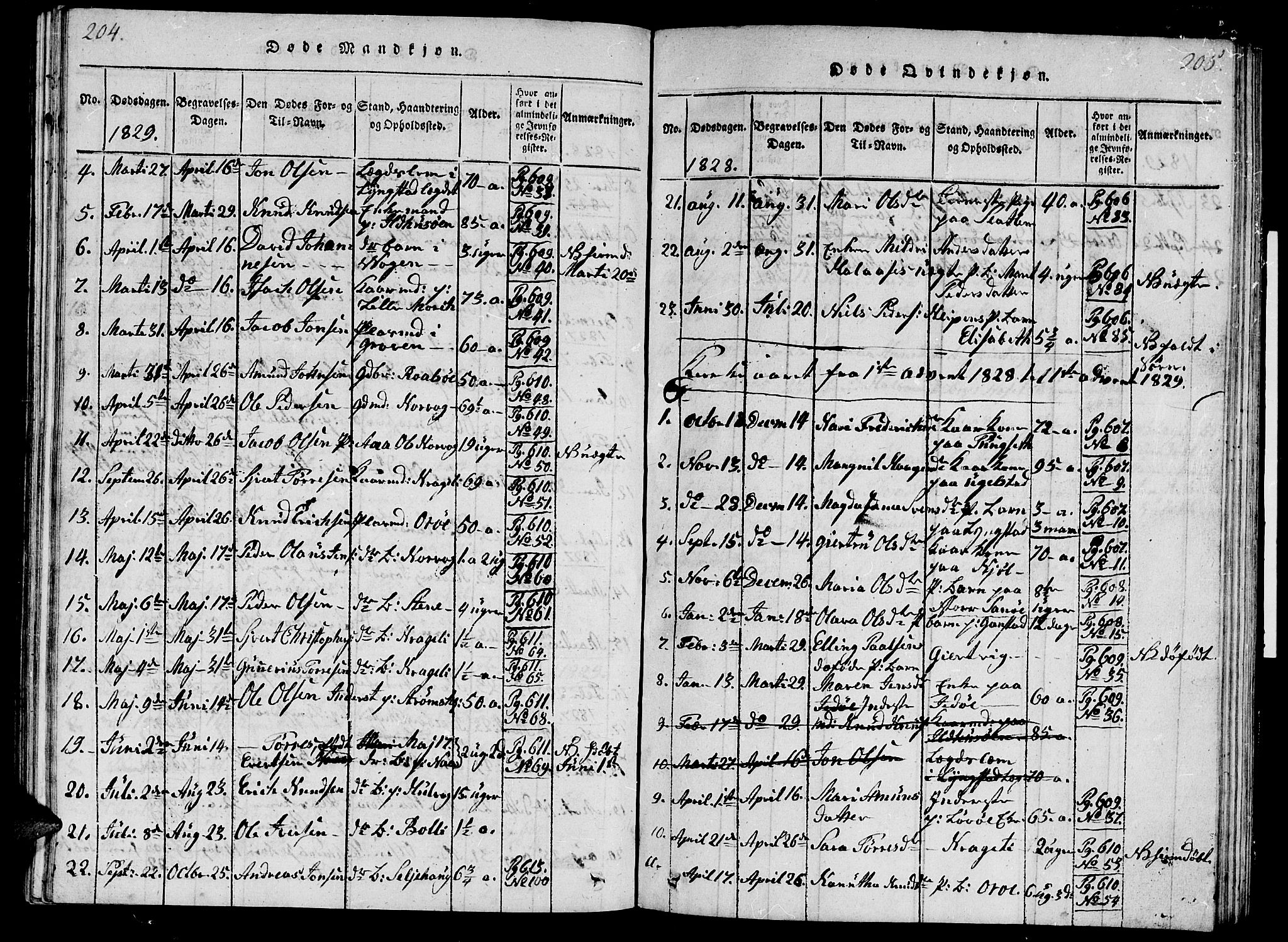 Ministerialprotokoller, klokkerbøker og fødselsregistre - Møre og Romsdal, SAT/A-1454/570/L0831: Parish register (official) no. 570A05, 1819-1829, p. 204-205