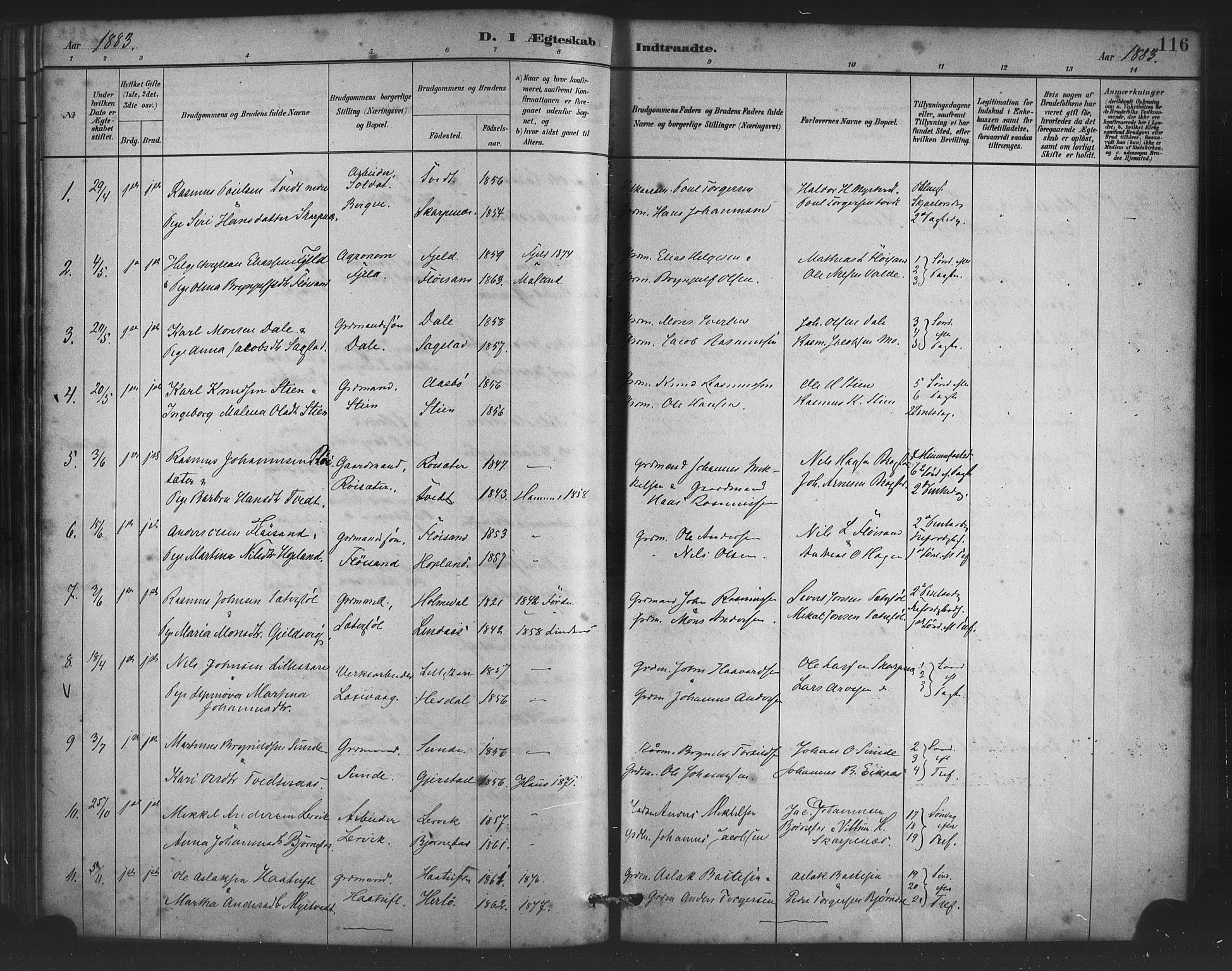 Alversund Sokneprestembete, SAB/A-73901/H/Ha/Haa/Haac/L0001: Parish register (official) no. C 1, 1882-1900, p. 116