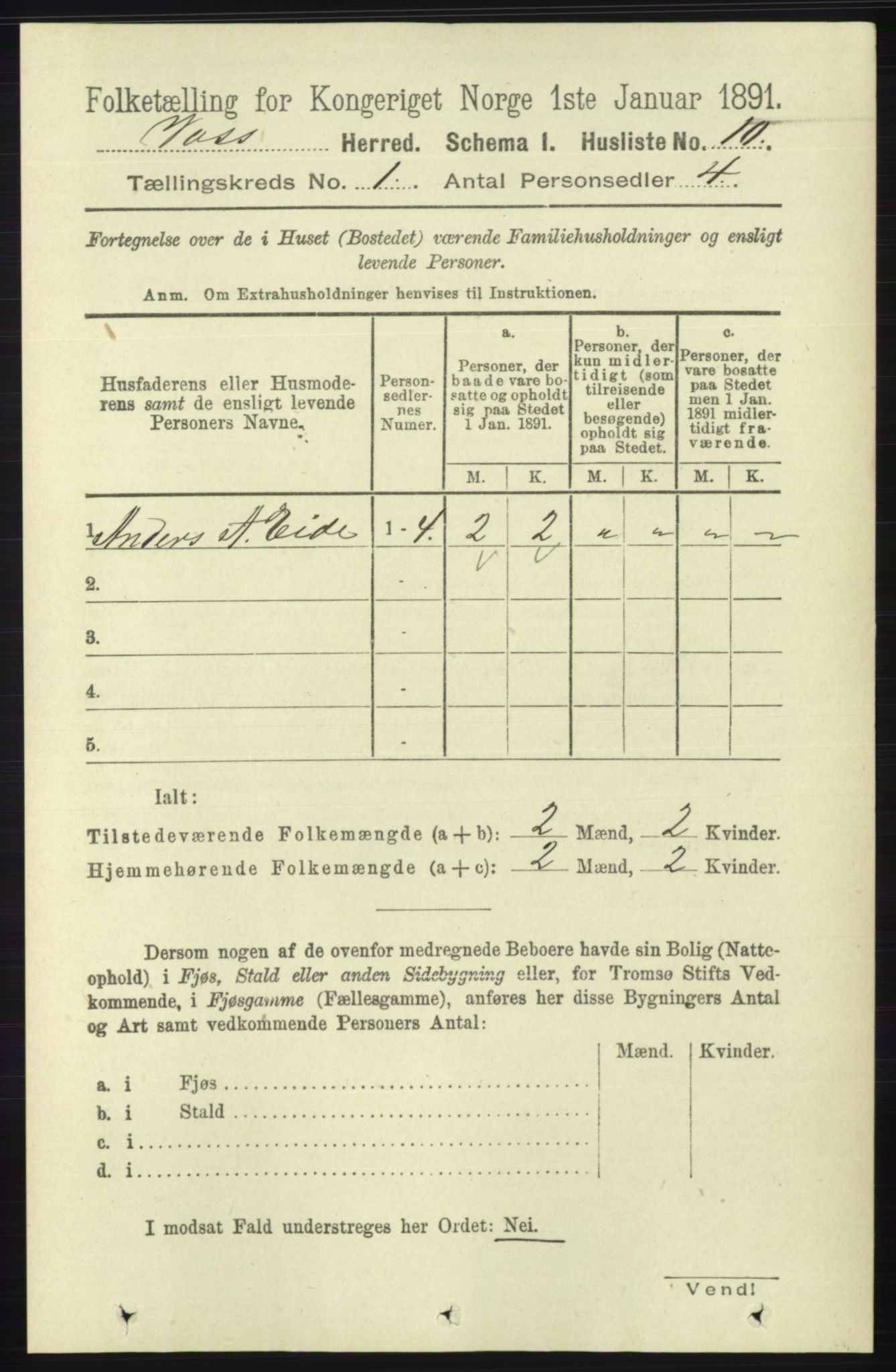 RA, 1891 census for 1235 Voss, 1891, p. 49