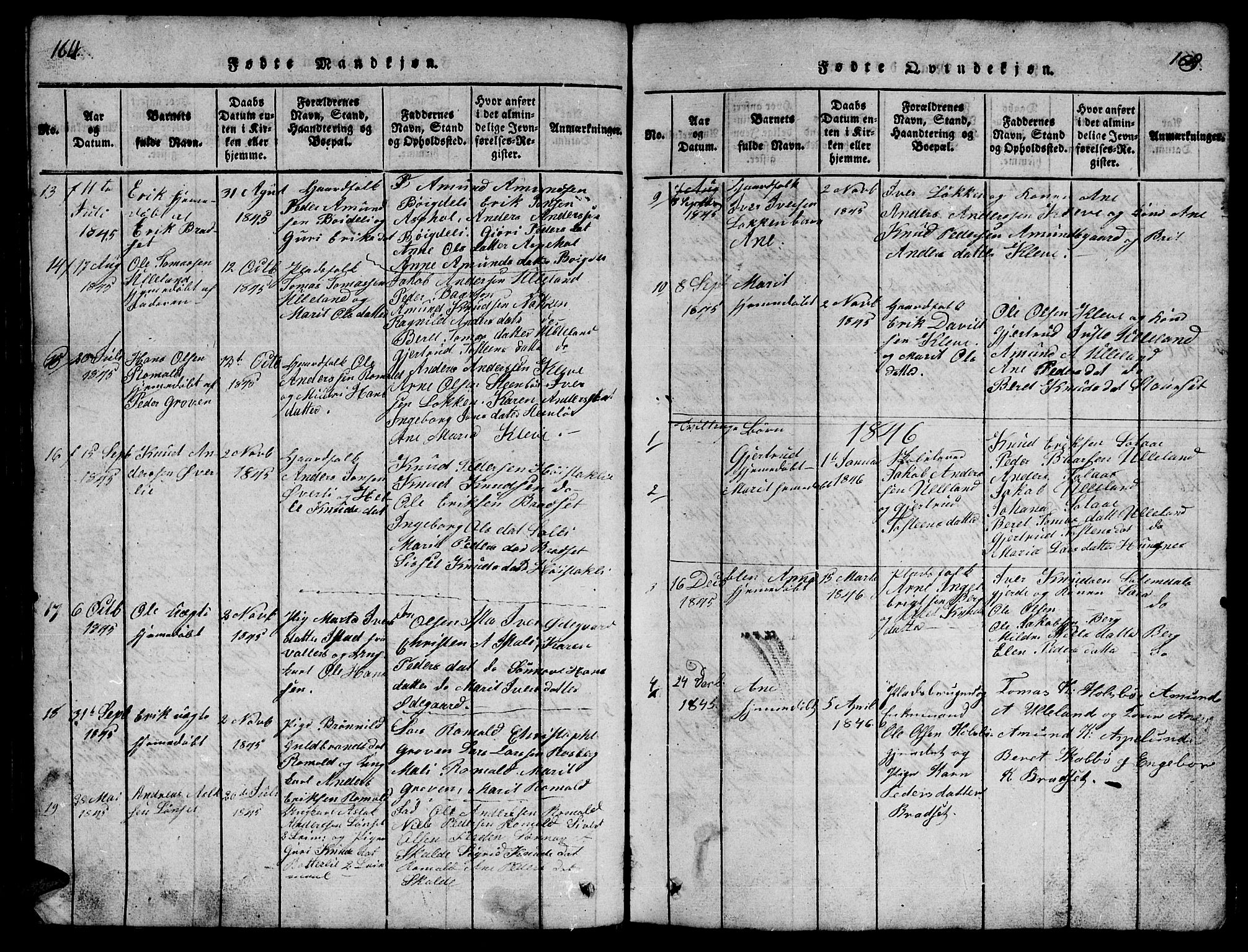 Ministerialprotokoller, klokkerbøker og fødselsregistre - Møre og Romsdal, AV/SAT-A-1454/557/L0683: Parish register (copy) no. 557C01, 1818-1862, p. 164-165