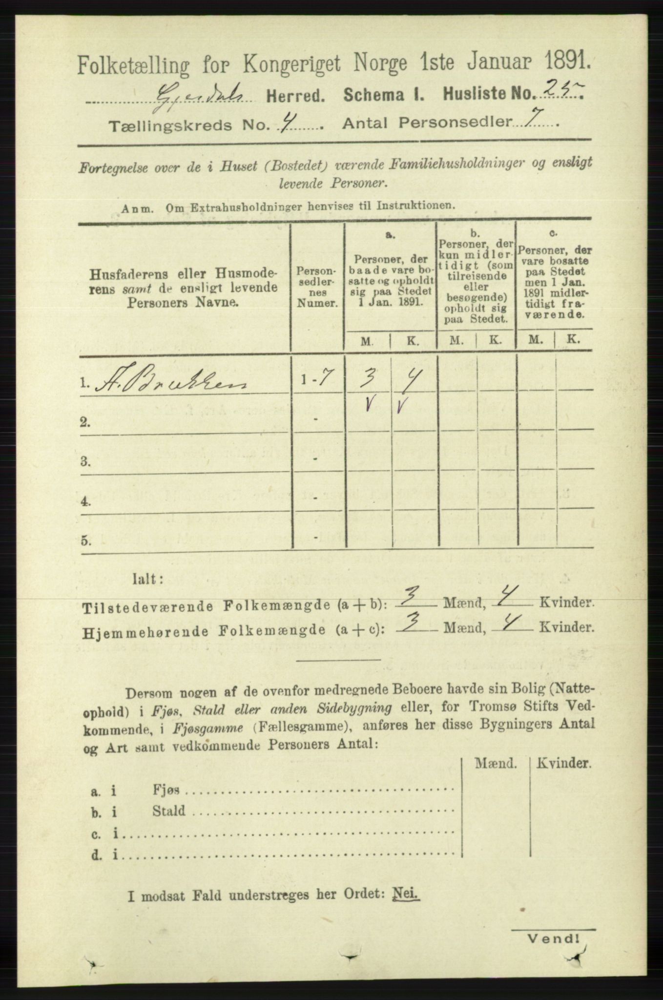 RA, 1891 census for 1122 Gjesdal, 1891, p. 1164