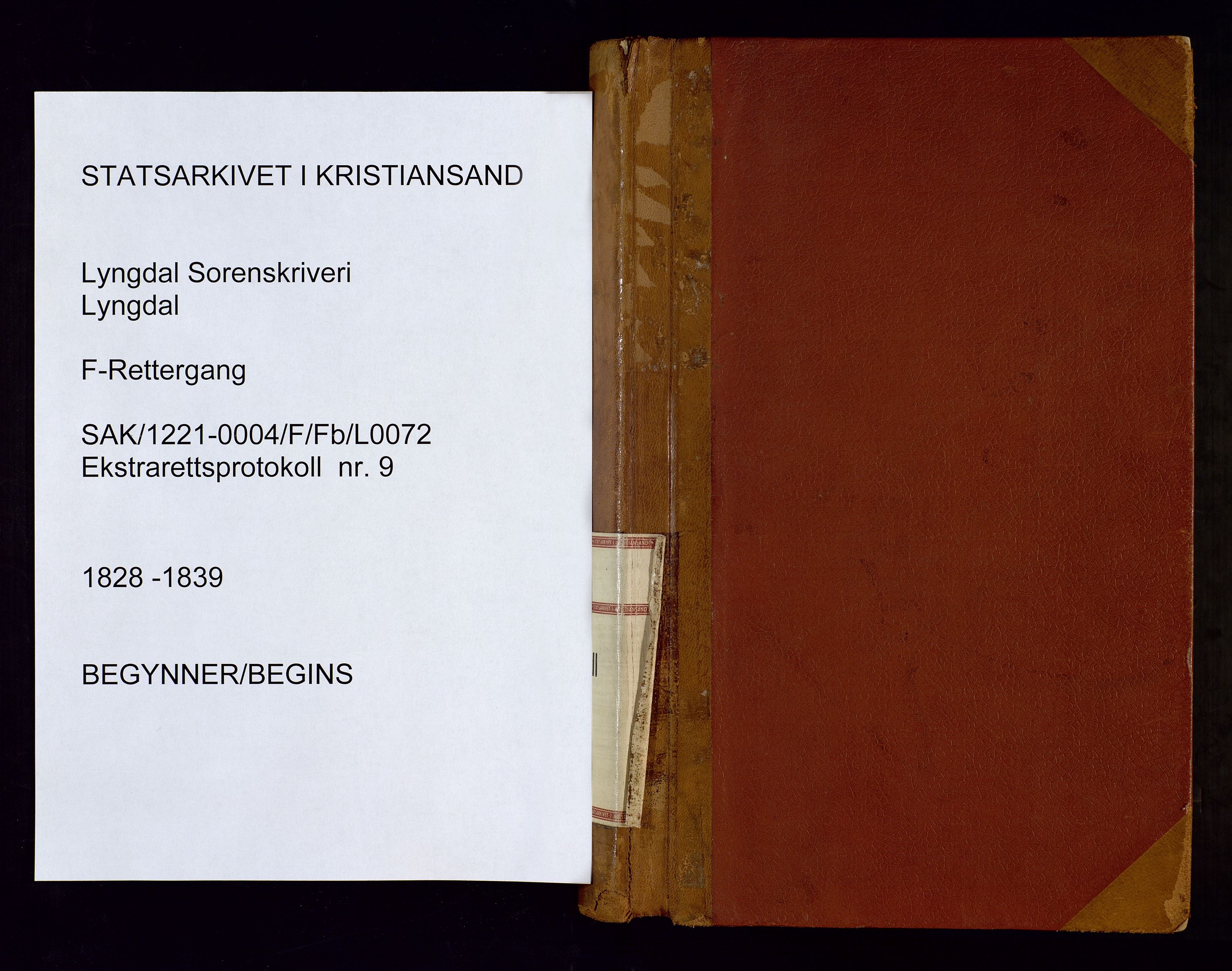 Lyngdal sorenskriveri, SAK/1221-0004/F/Fb/L0072: Ekstrarettsprotokoll nr. 9, 1828-1839