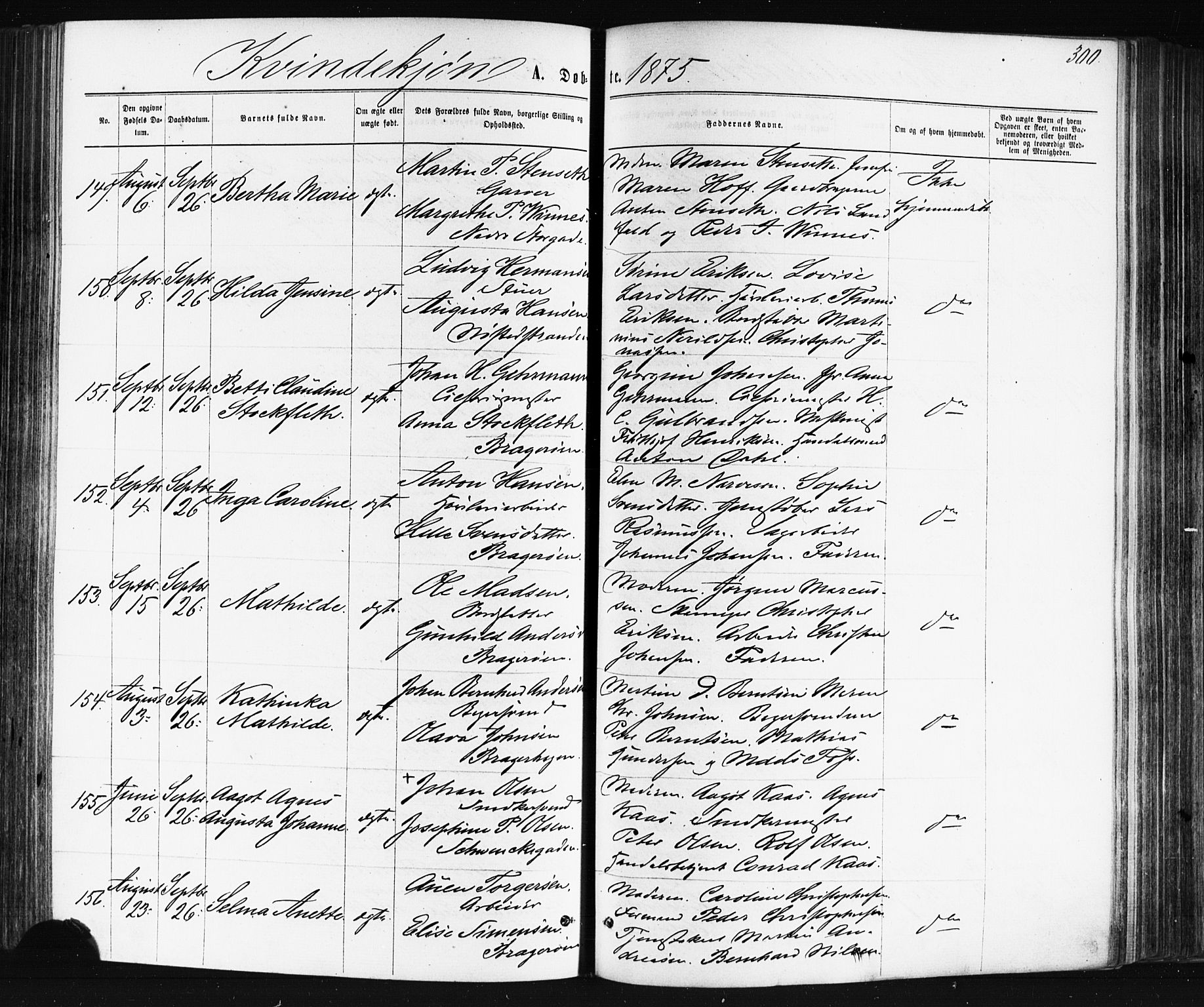 Bragernes kirkebøker, AV/SAKO-A-6/F/Fb/L0004: Parish register (official) no. II 4, 1869-1875, p. 300