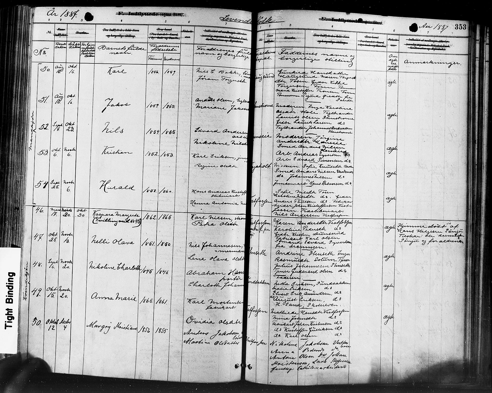 Eiker kirkebøker, AV/SAKO-A-4/F/Fb/L0001: Parish register (official) no. II 1, 1878-1888, p. 353