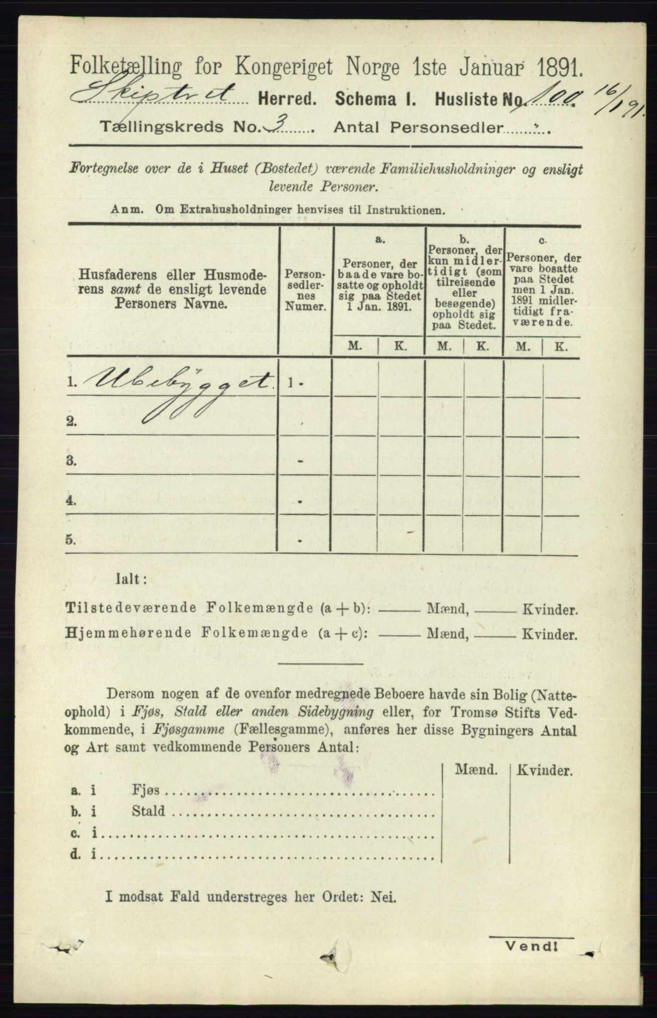 RA, 1891 census for 0127 Skiptvet, 1891, p. 1230