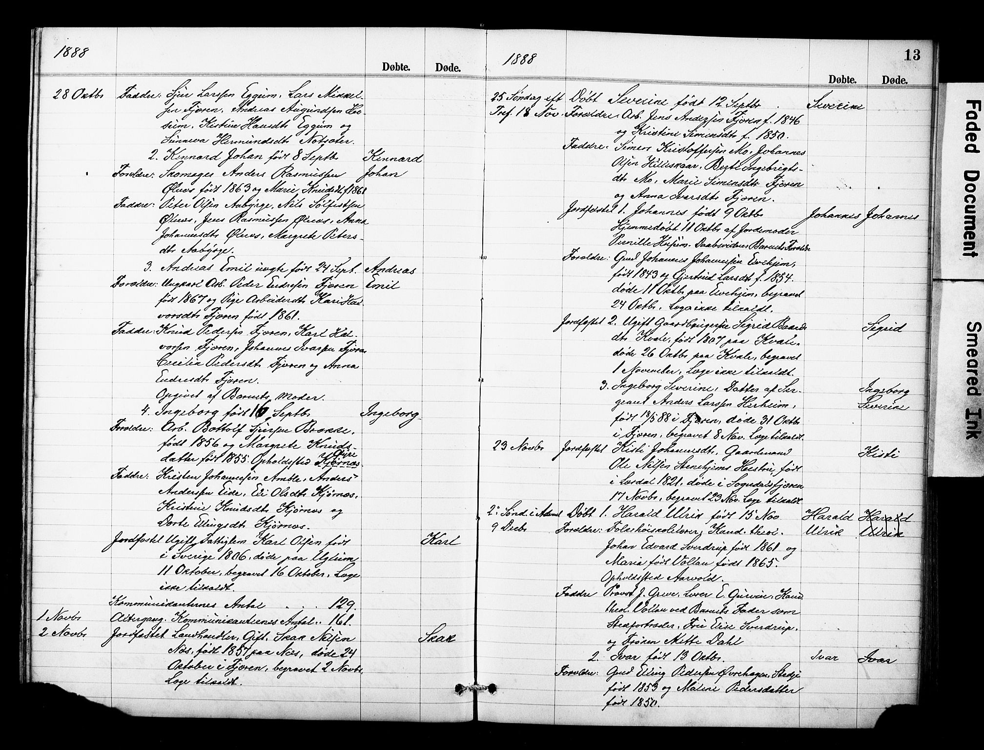 Sogndal sokneprestembete, AV/SAB-A-81301/H/Hab/Haba/L0001: Parish register (copy) no. A 1, 1887-1907, p. 13