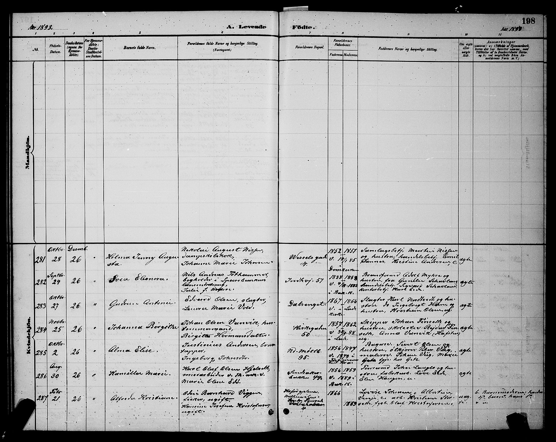 Ministerialprotokoller, klokkerbøker og fødselsregistre - Sør-Trøndelag, AV/SAT-A-1456/604/L0222: Parish register (copy) no. 604C05, 1886-1895, p. 198