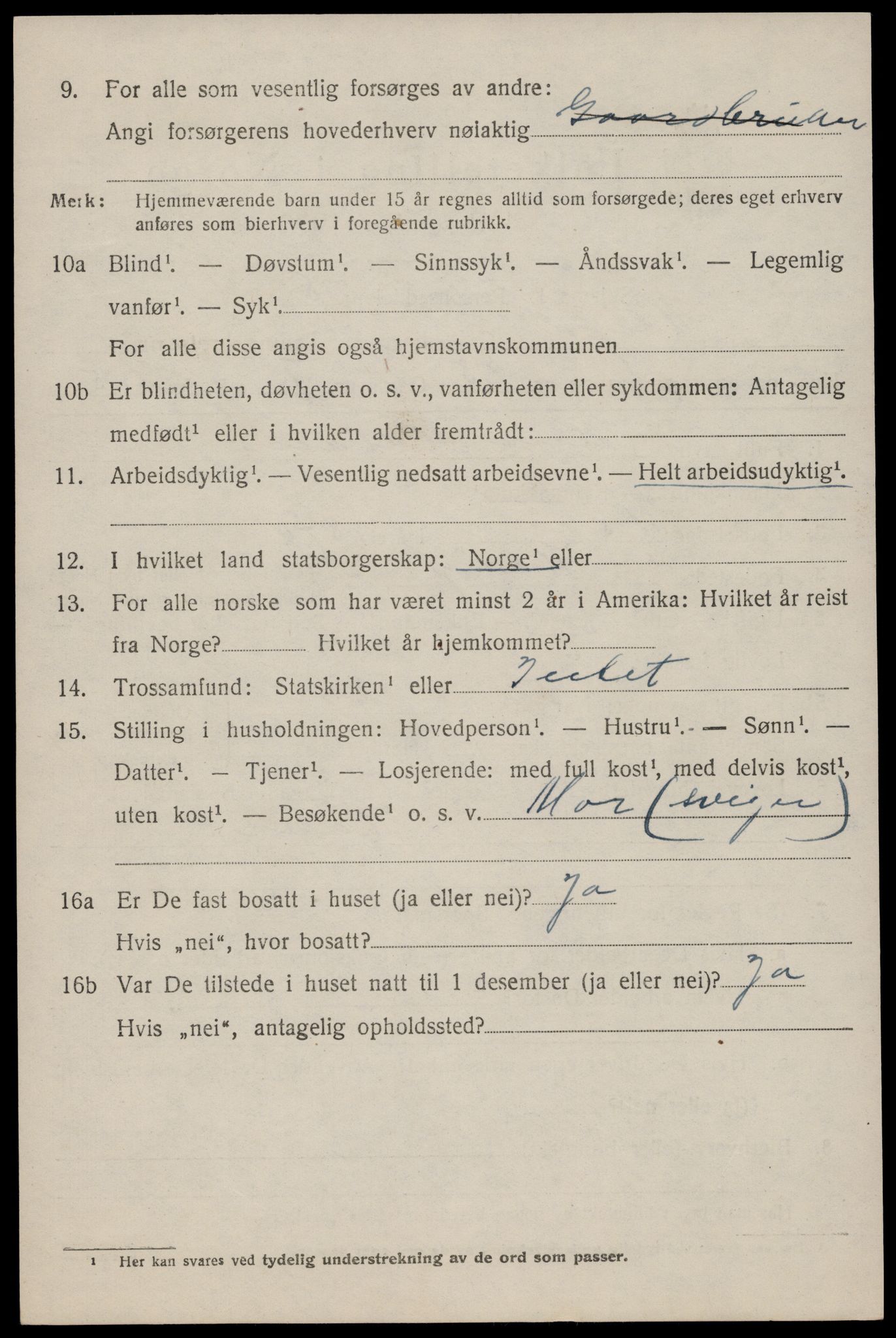 SAST, 1920 census for Klepp, 1920, p. 2883