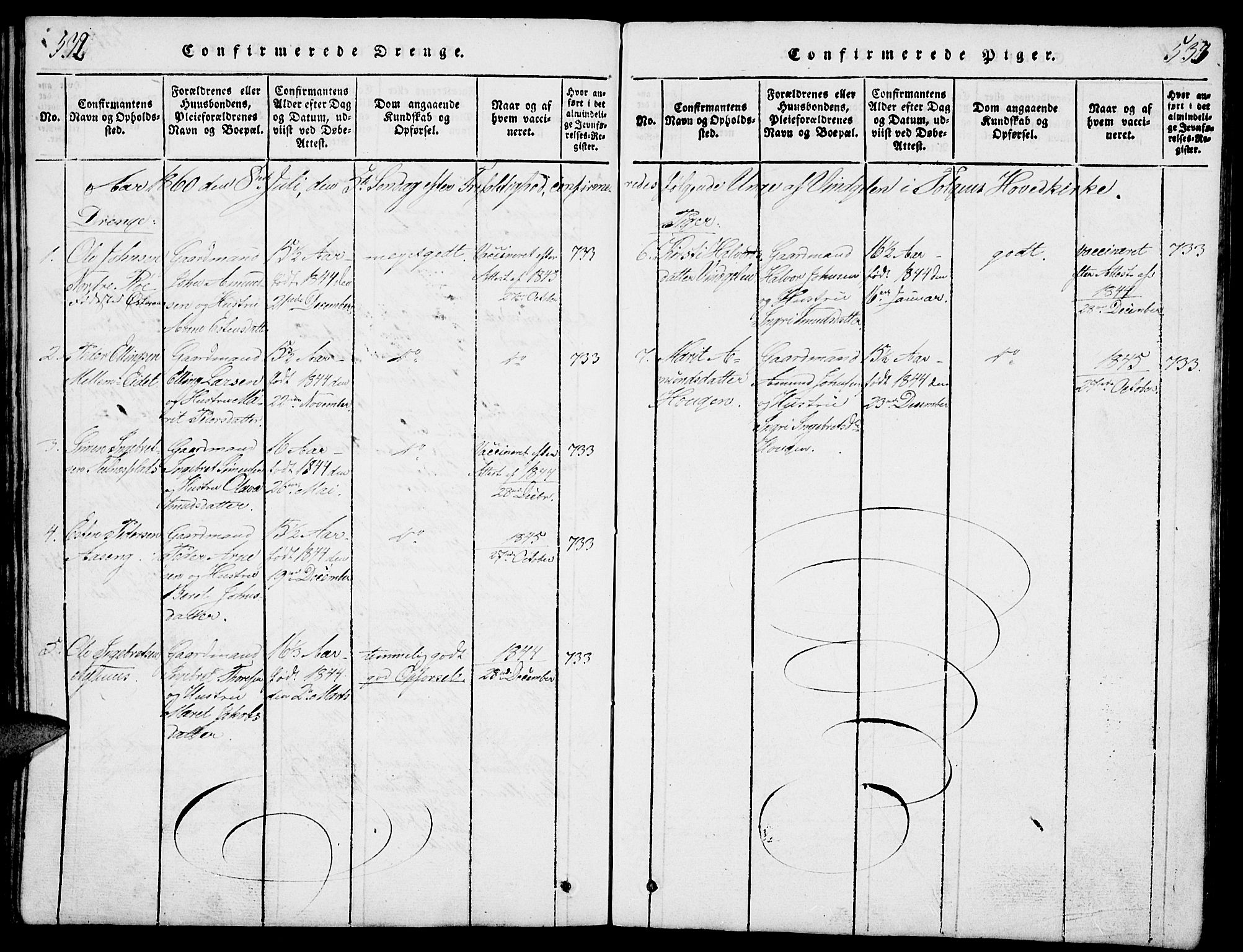 Tolga prestekontor, SAH/PREST-062/L/L0003: Parish register (copy) no. 3, 1815-1862, p. 532-533