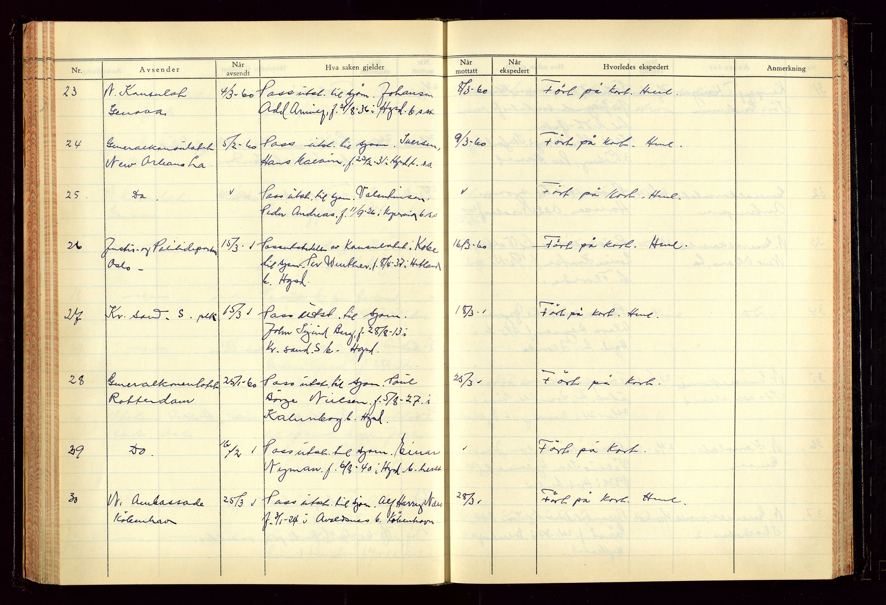 Haugesund politikammer, AV/SAST-A-100440/K/L0007: Passjournal (16 12 53-07 1065), 1953-1965, p. 128