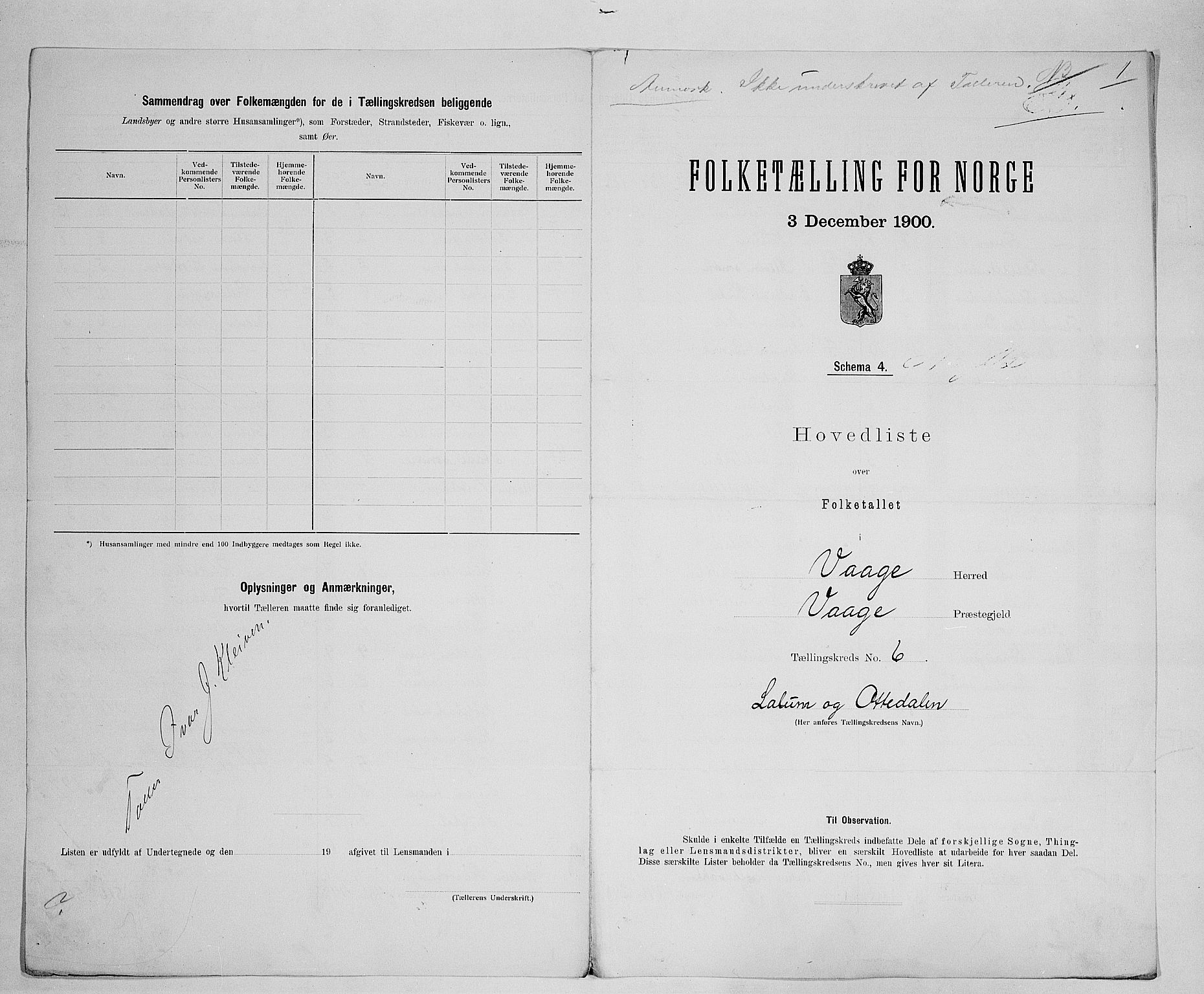 SAH, 1900 census for Vågå, 1900, p. 37