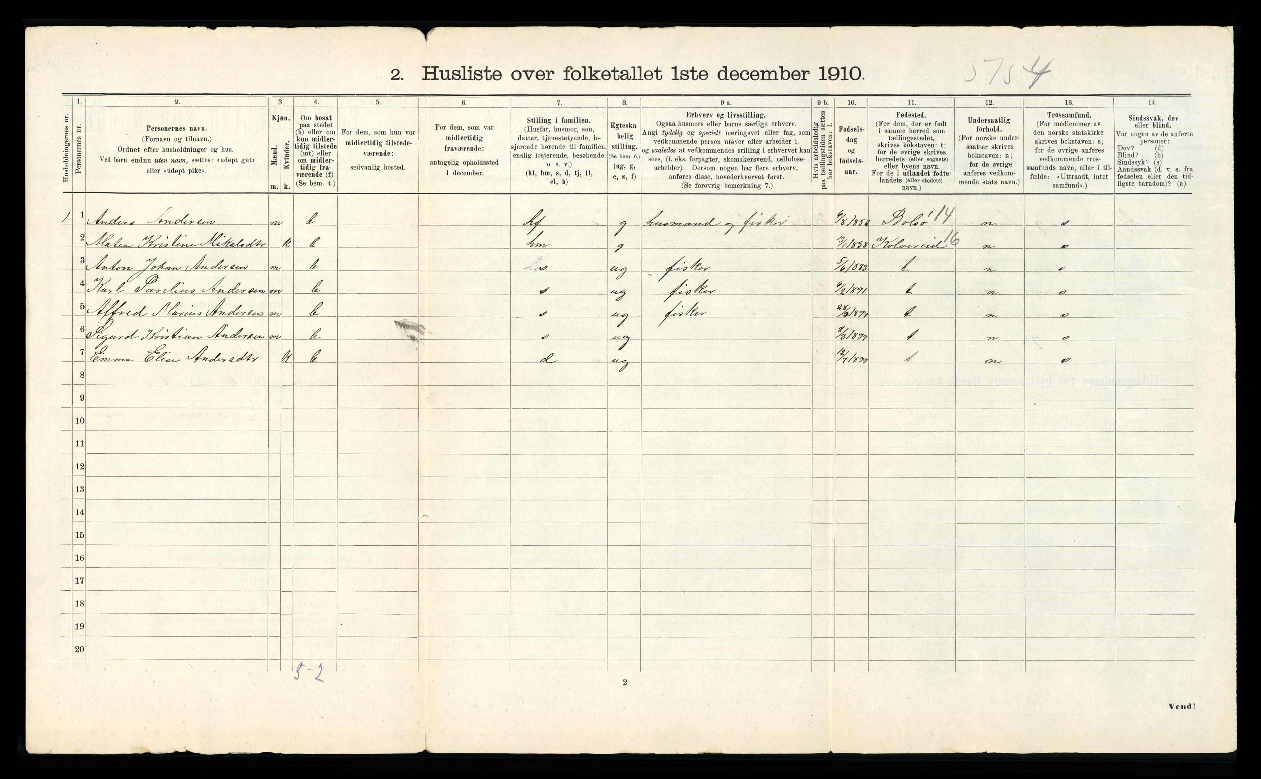 RA, 1910 census for Vikna, 1910, p. 48