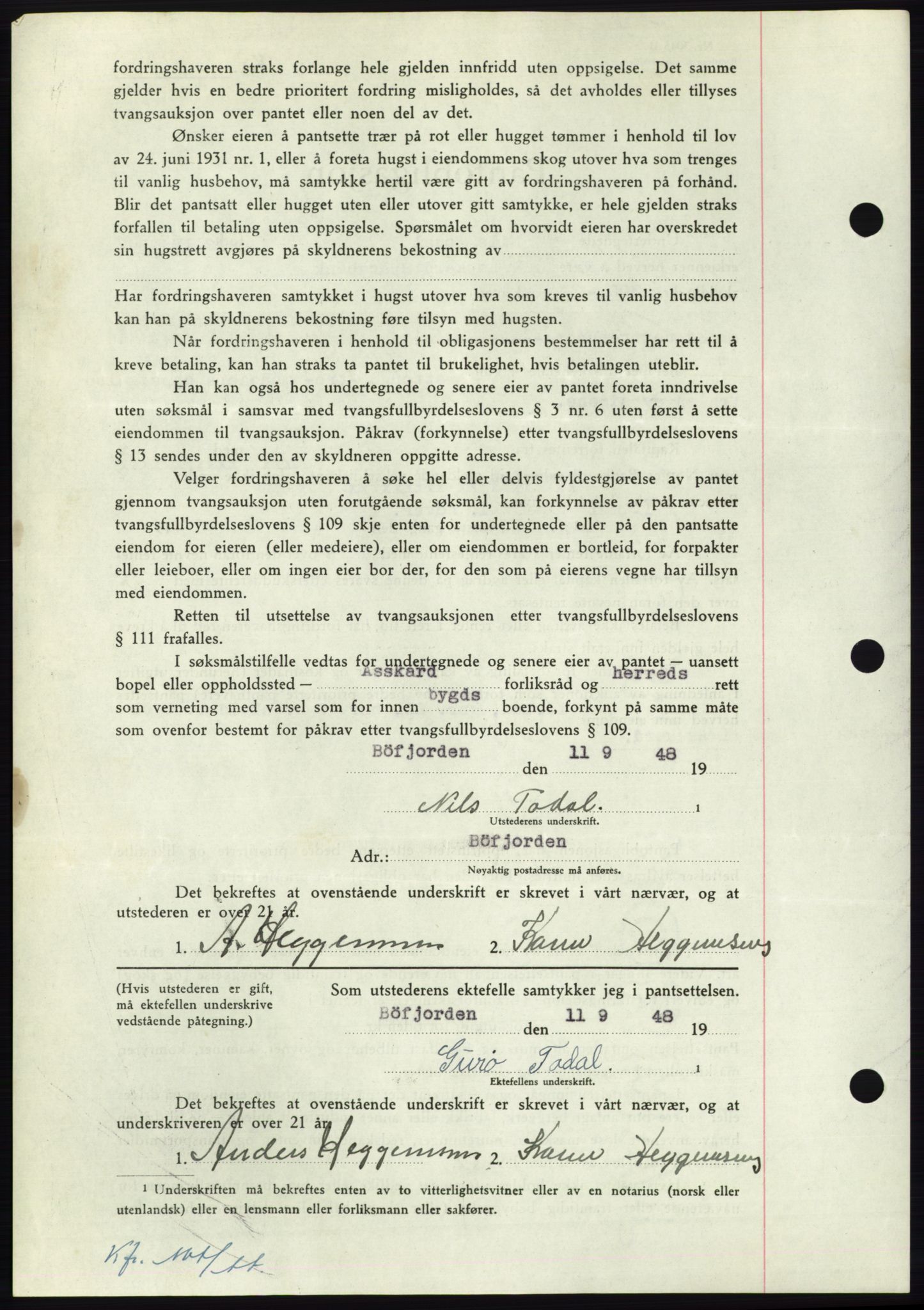 Nordmøre sorenskriveri, AV/SAT-A-4132/1/2/2Ca: Mortgage book no. B99, 1948-1948, Diary no: : 2594/1948