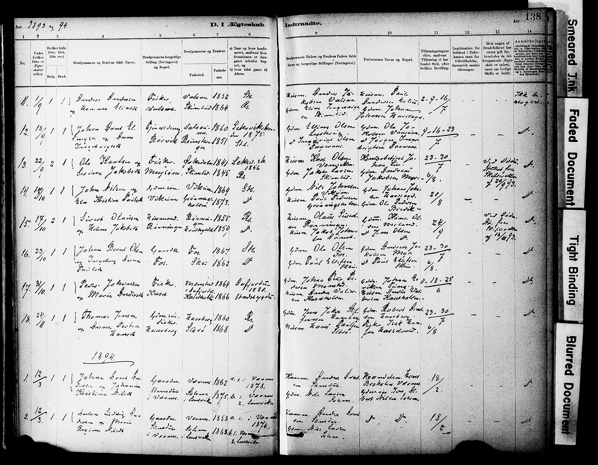 Ministerialprotokoller, klokkerbøker og fødselsregistre - Sør-Trøndelag, SAT/A-1456/646/L0615: Parish register (official) no. 646A13, 1885-1900, p. 138