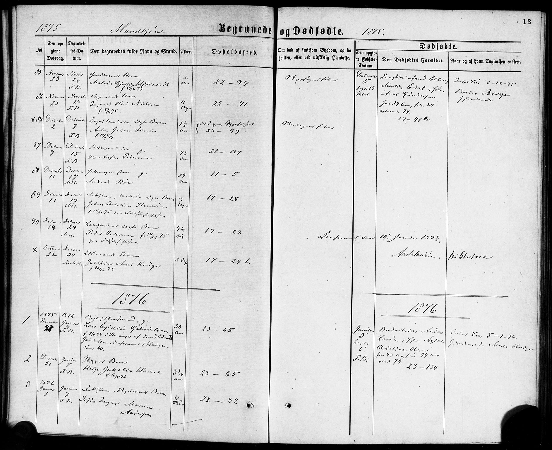 Korskirken sokneprestembete, SAB/A-76101/H/Haa/L0046: Parish register (official) no. E 4, 1875-1883, p. 13