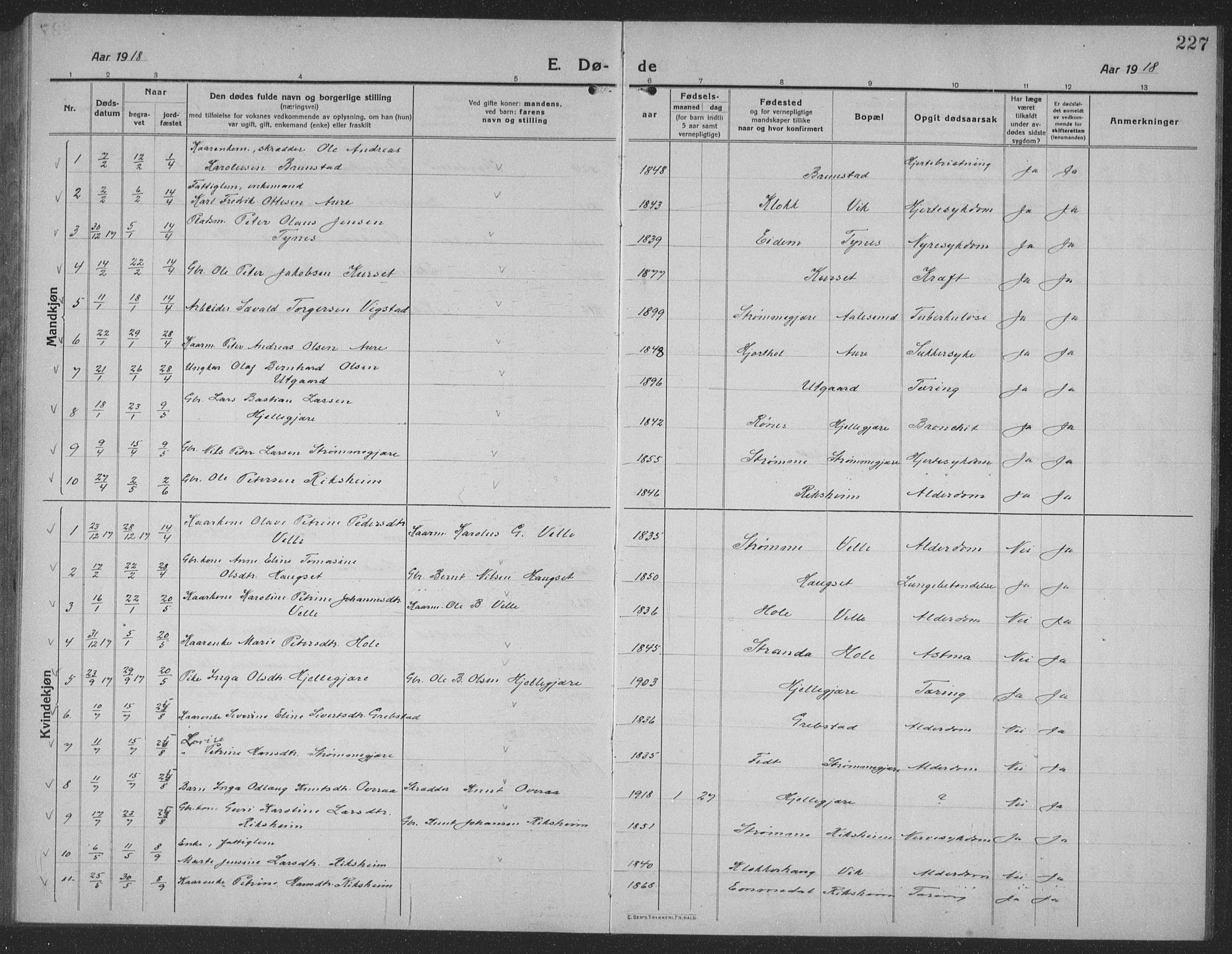 Ministerialprotokoller, klokkerbøker og fødselsregistre - Møre og Romsdal, AV/SAT-A-1454/523/L0342: Parish register (copy) no. 523C05, 1916-1937, p. 227