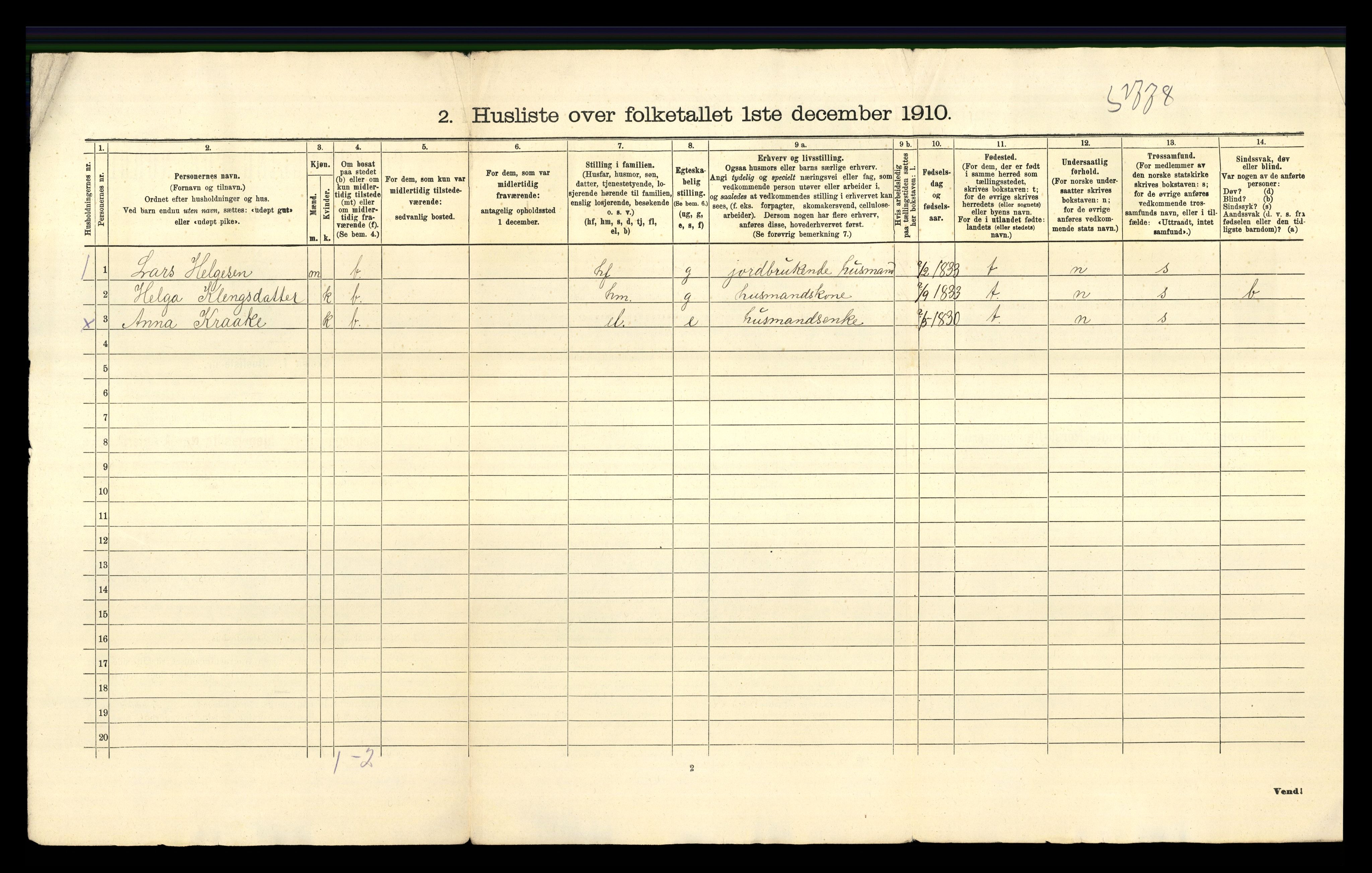 RA, 1910 census for Sand, 1910, p. 34