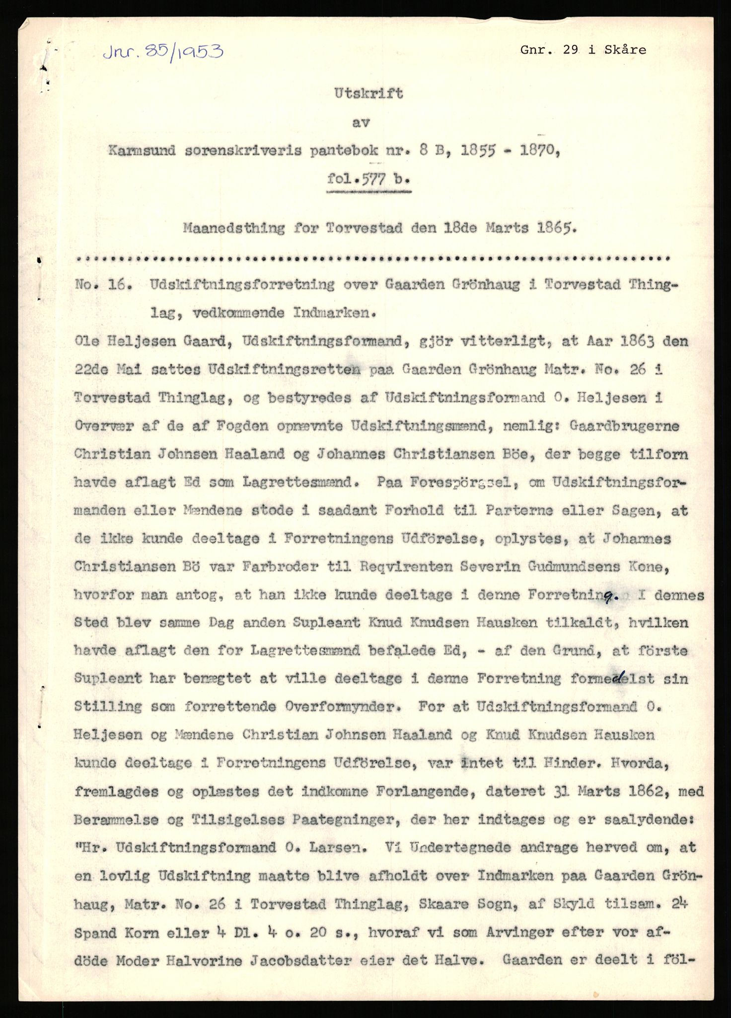 Statsarkivet i Stavanger, AV/SAST-A-101971/03/Y/Yj/L0027: Avskrifter sortert etter gårdsnavn: Gravdal - Grøtteland, 1750-1930, p. 450