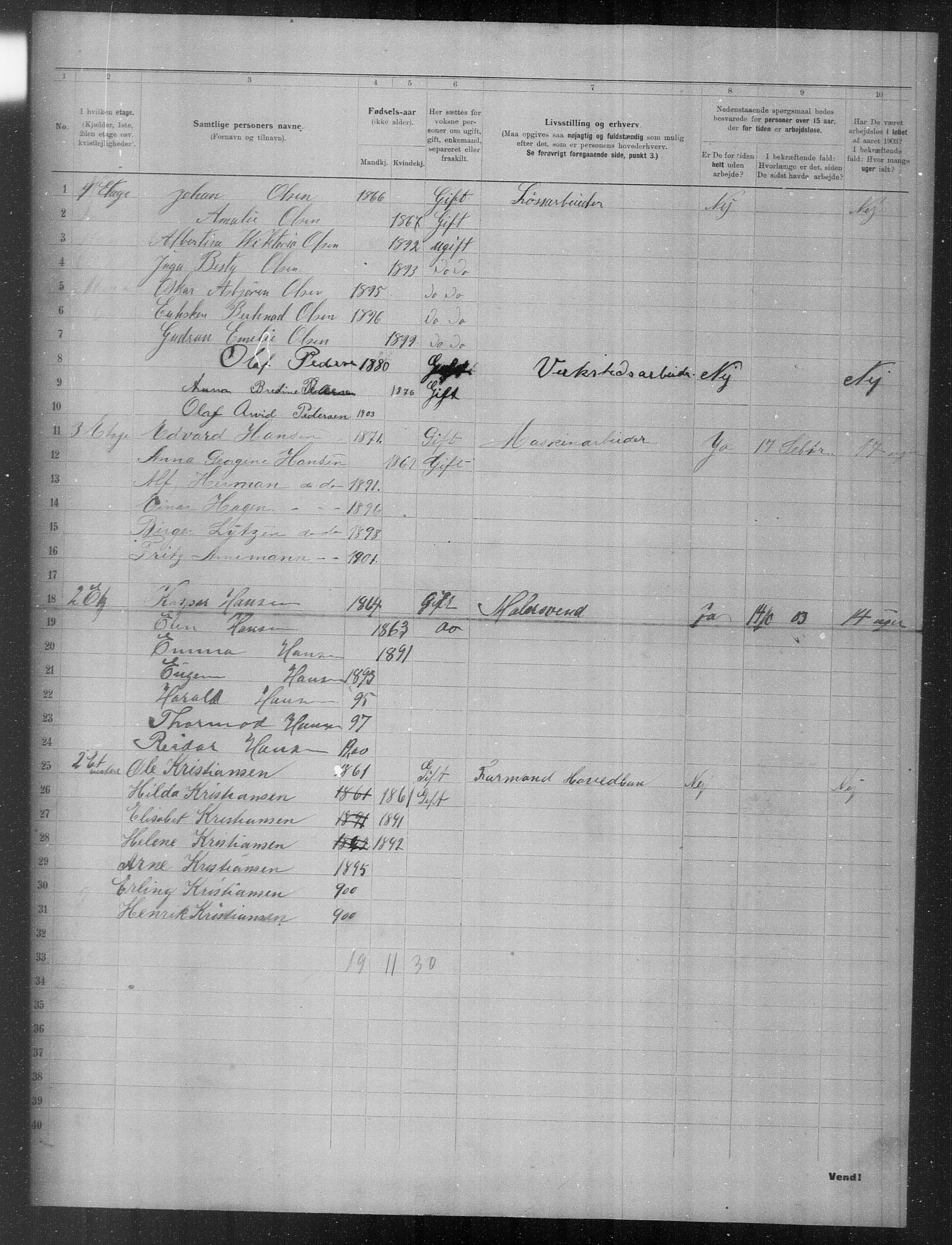 OBA, Municipal Census 1903 for Kristiania, 1903, p. 15865