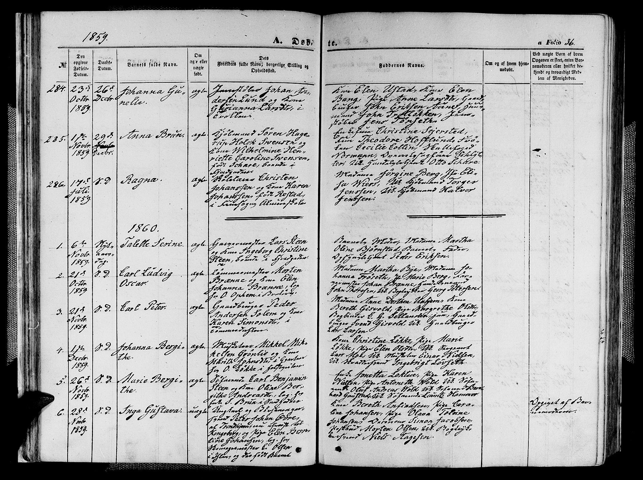 Ministerialprotokoller, klokkerbøker og fødselsregistre - Sør-Trøndelag, AV/SAT-A-1456/602/L0139: Parish register (copy) no. 602C07, 1859-1864, p. 36