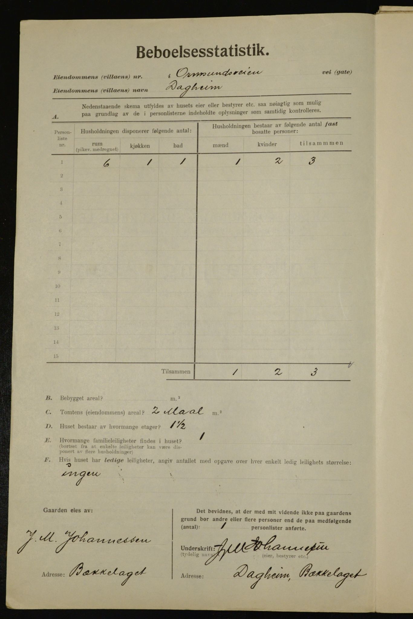 , Municipal Census 1923 for Aker, 1923, p. 43215