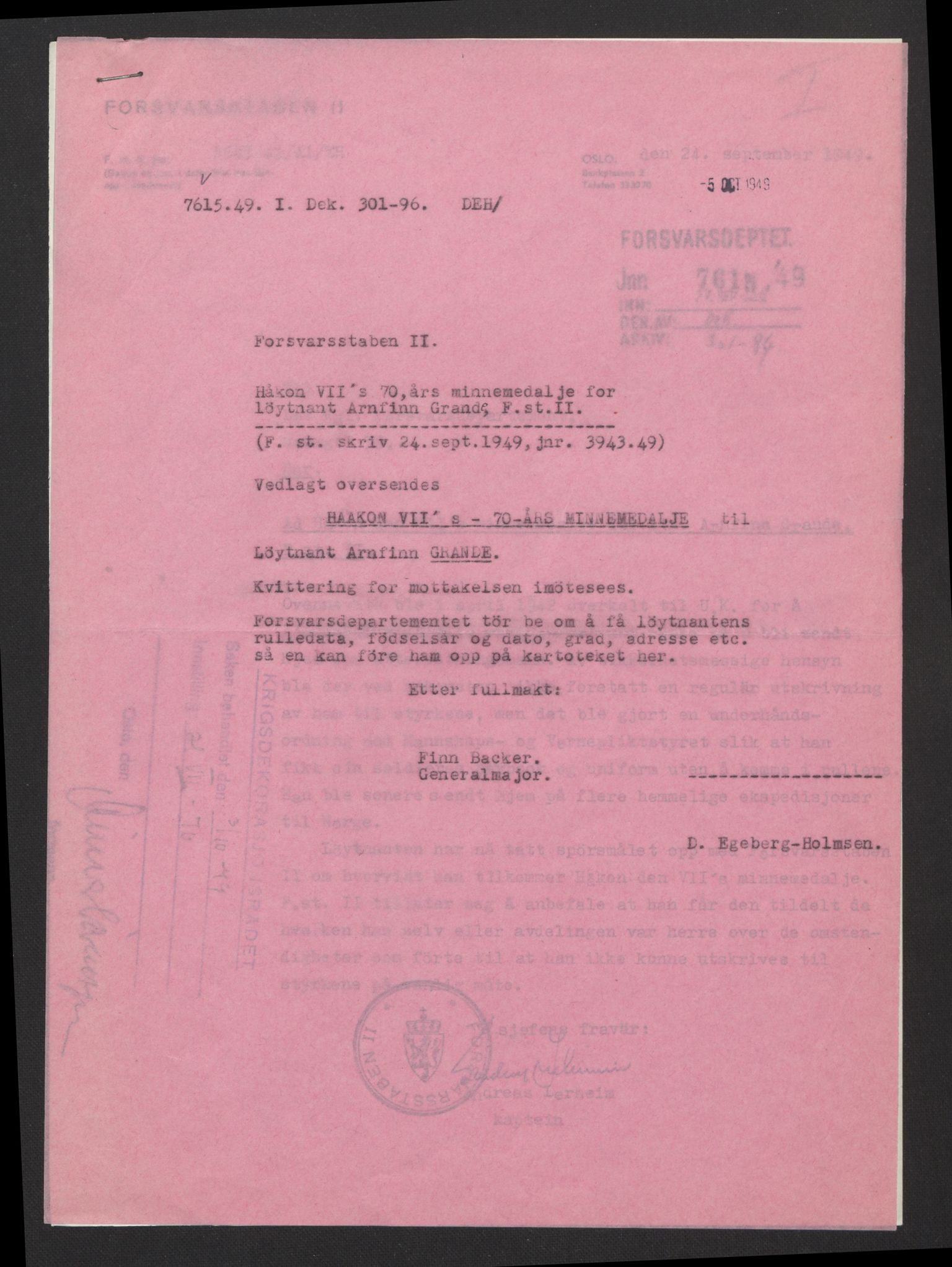 Forsvarsdepartementet, arkivet 1940-1945, RA/RAFA-2062, 1940-1945, p. 885