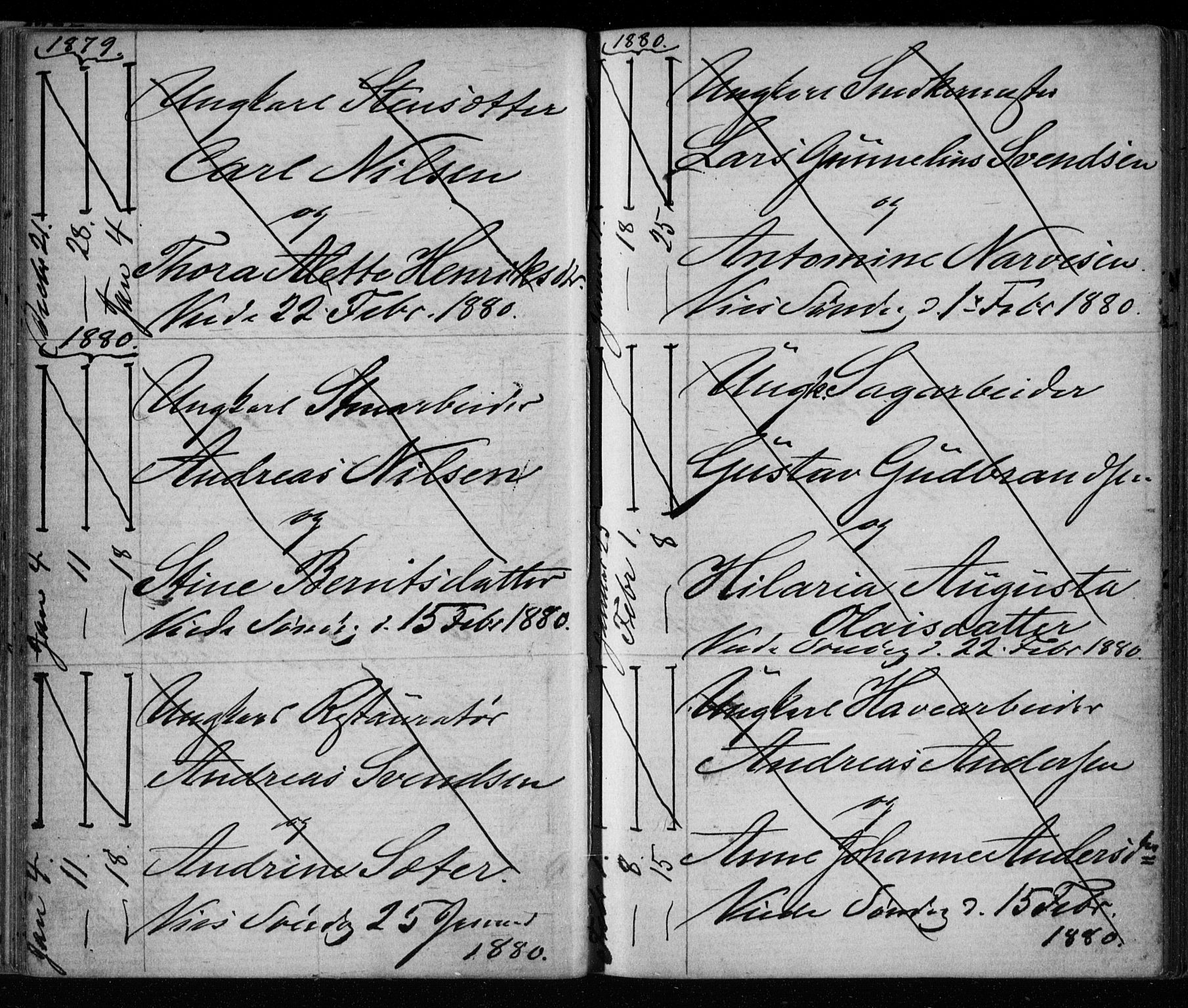 Bragernes kirkebøker, SAKO/A-6/H/Ha/L0006: Banns register no. 6, 1873-1896