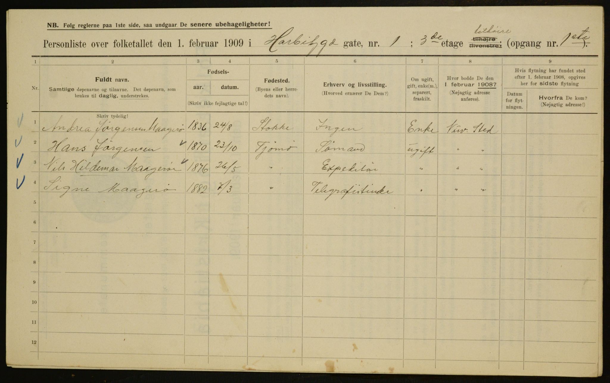 OBA, Municipal Census 1909 for Kristiania, 1909, p. 73293