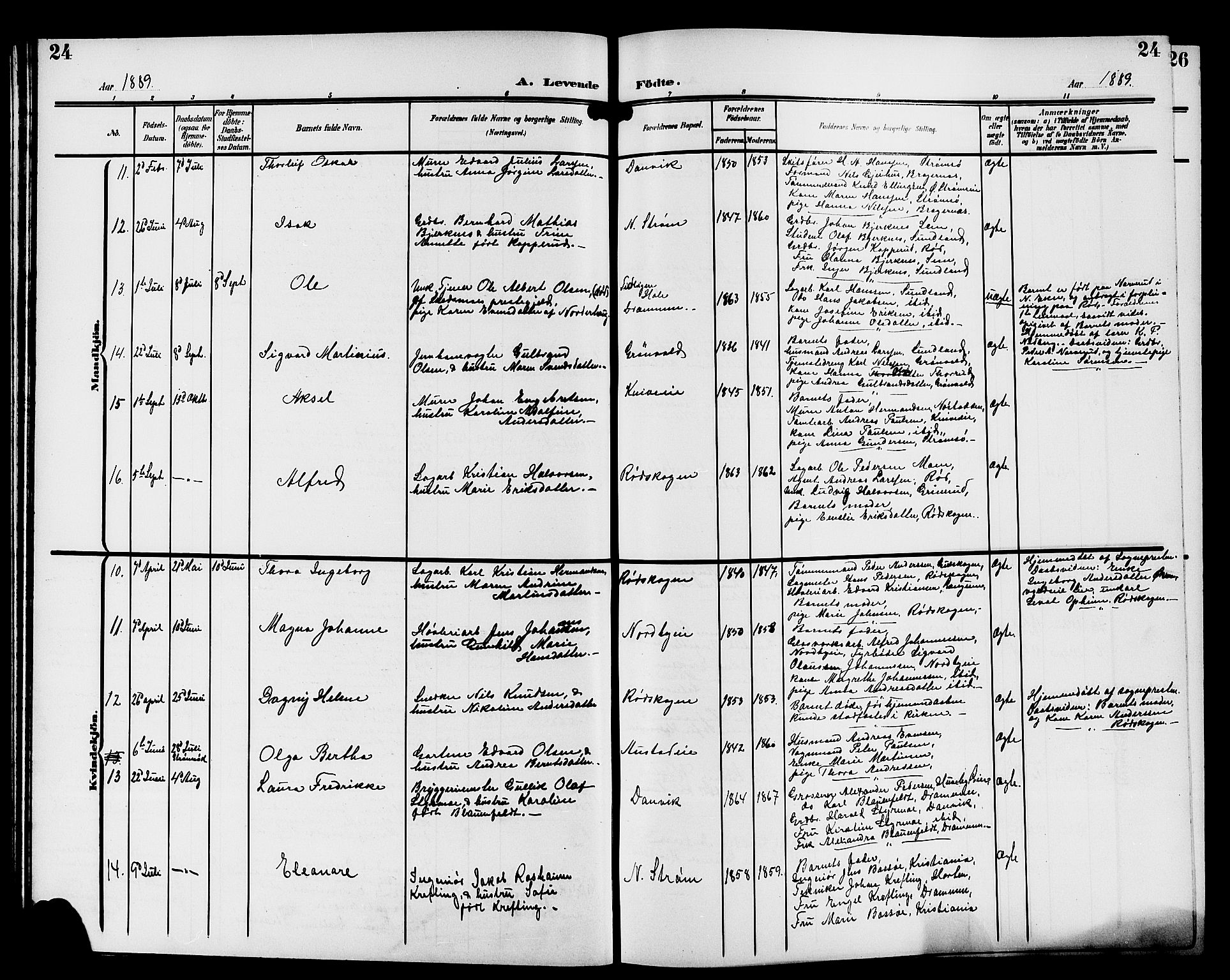 Strømsgodset kirkebøker, SAKO/A-324/G/Ga/L0002: Parish register (copy) no. 2, 1885-1910, p. 24