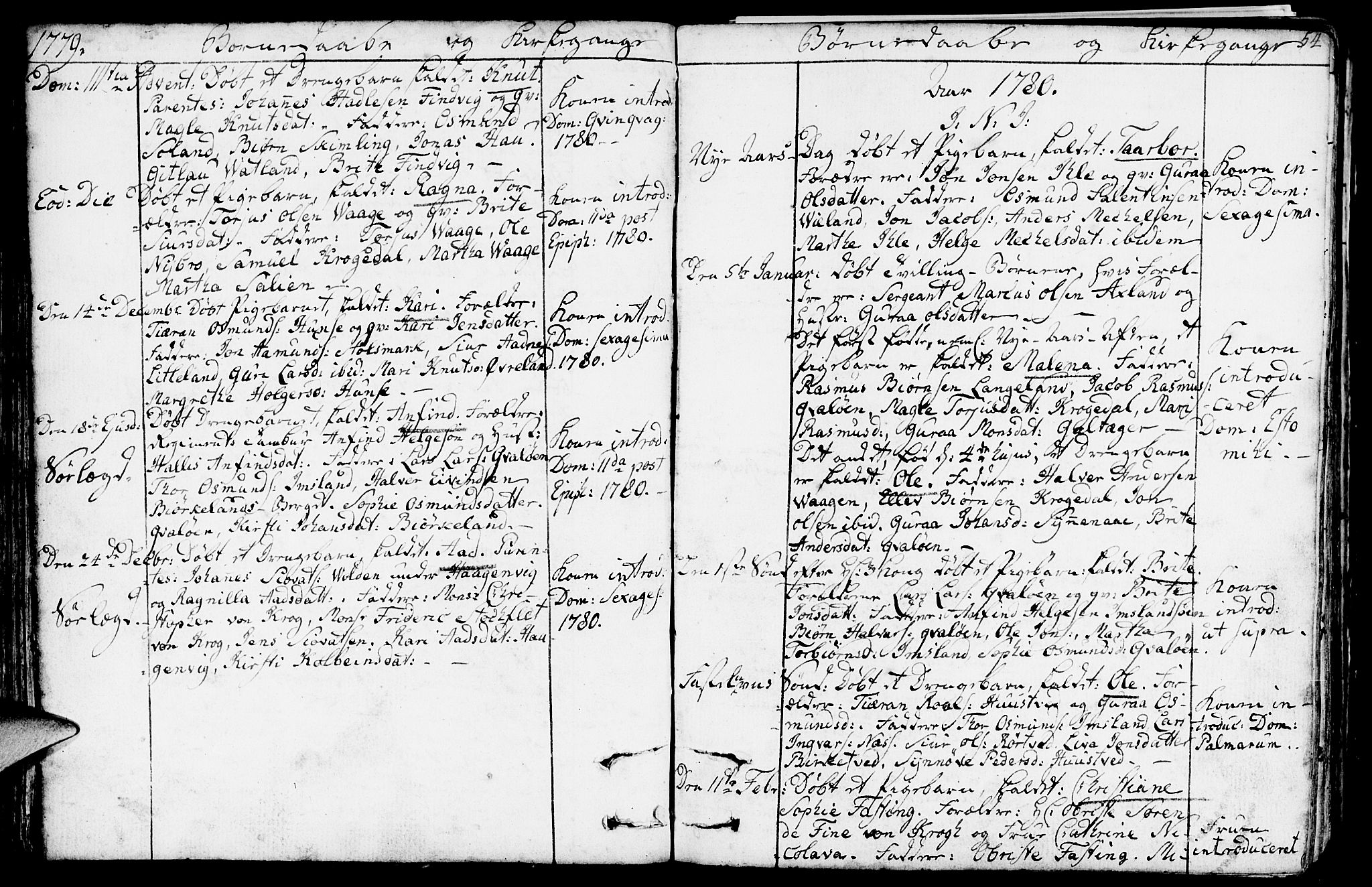 Vikedal sokneprestkontor, SAST/A-101840/01/IV: Parish register (official) no. A 2, 1779-1817, p. 54
