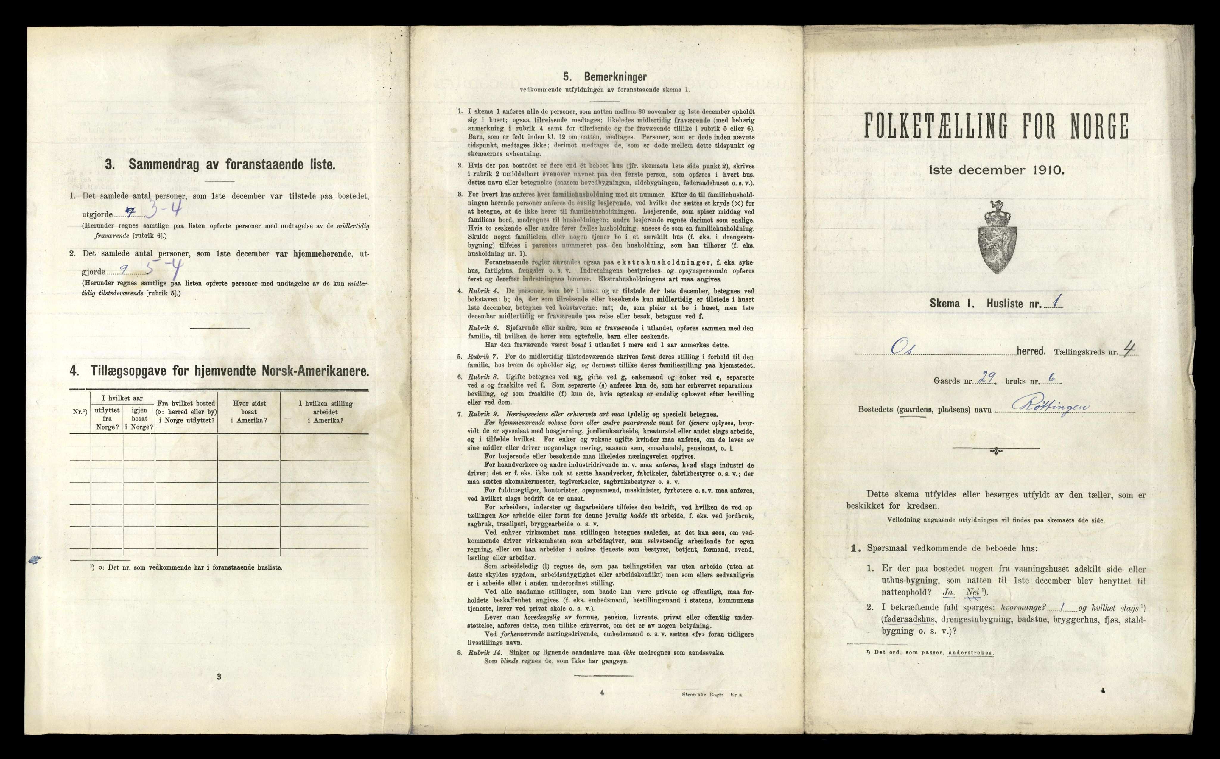 RA, 1910 census for Os, 1910, p. 266