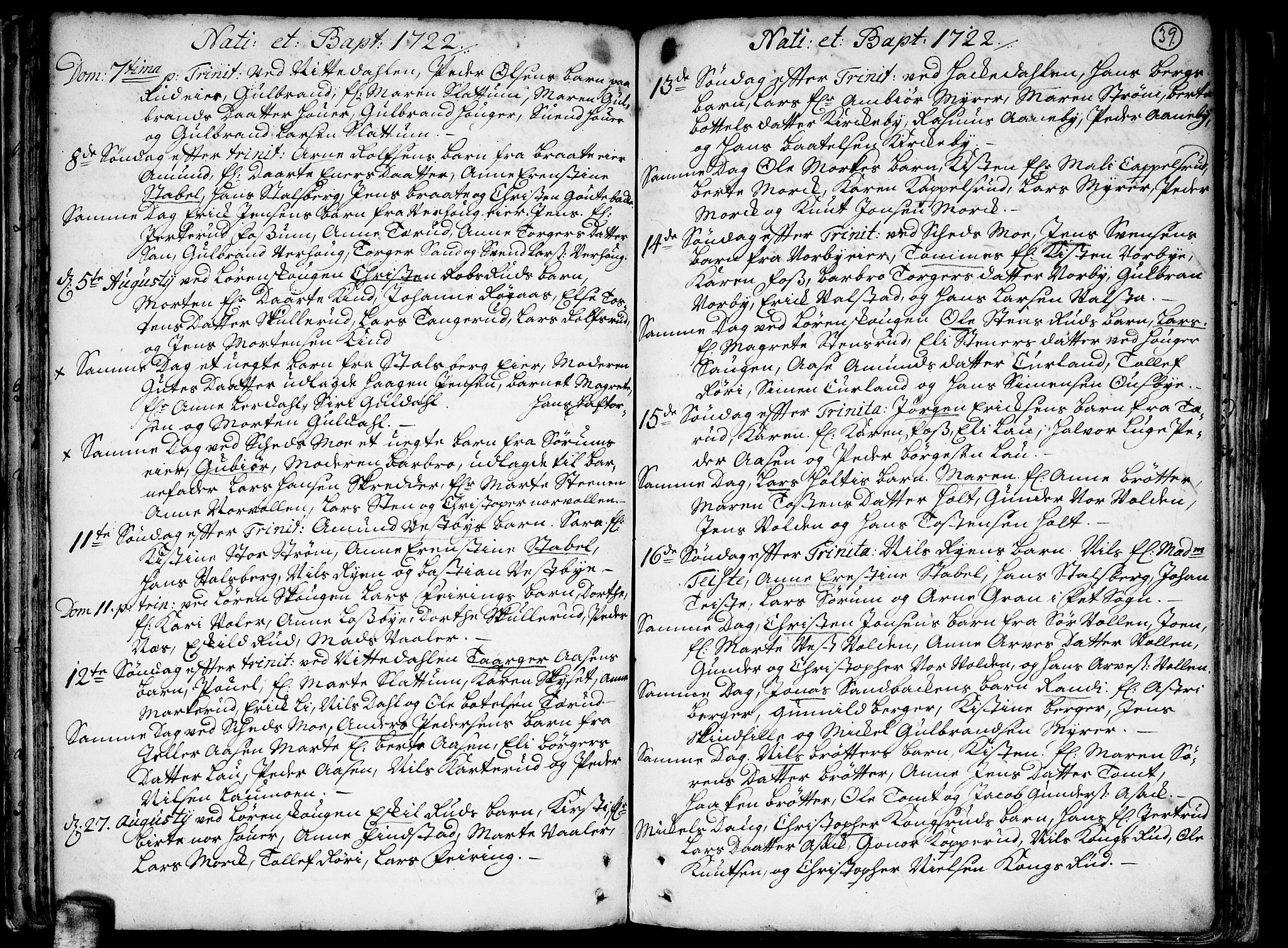 Skedsmo prestekontor Kirkebøker, SAO/A-10033a/F/Fa/L0002: Parish register (official) no. I 2, 1715-1727, p. 39