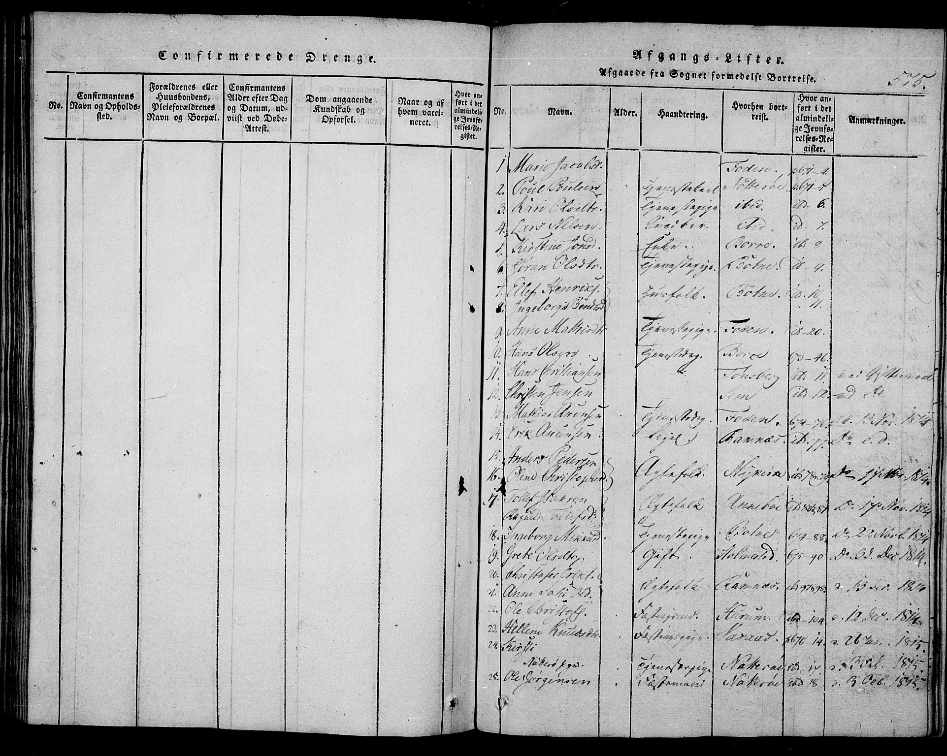 Våle kirkebøker, AV/SAKO-A-334/F/Fa/L0007: Parish register (official) no. I 7, 1814-1824, p. 574-575