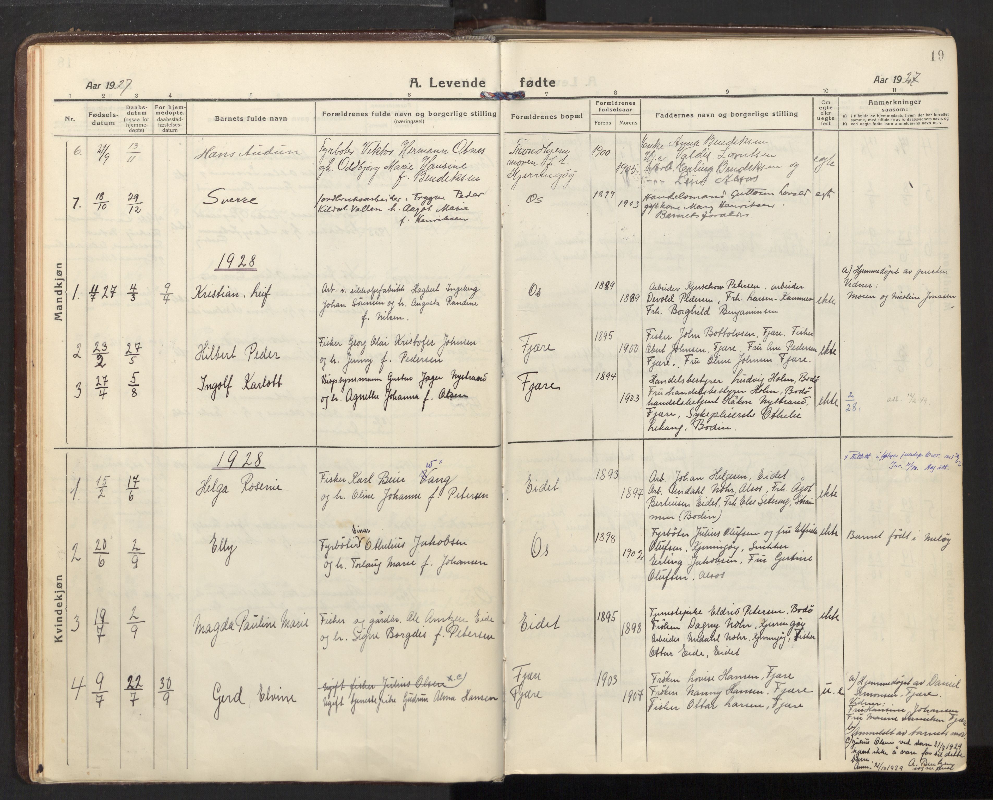 Ministerialprotokoller, klokkerbøker og fødselsregistre - Nordland, AV/SAT-A-1459/803/L0073: Parish register (official) no. 803A03, 1920-1955, p. 19