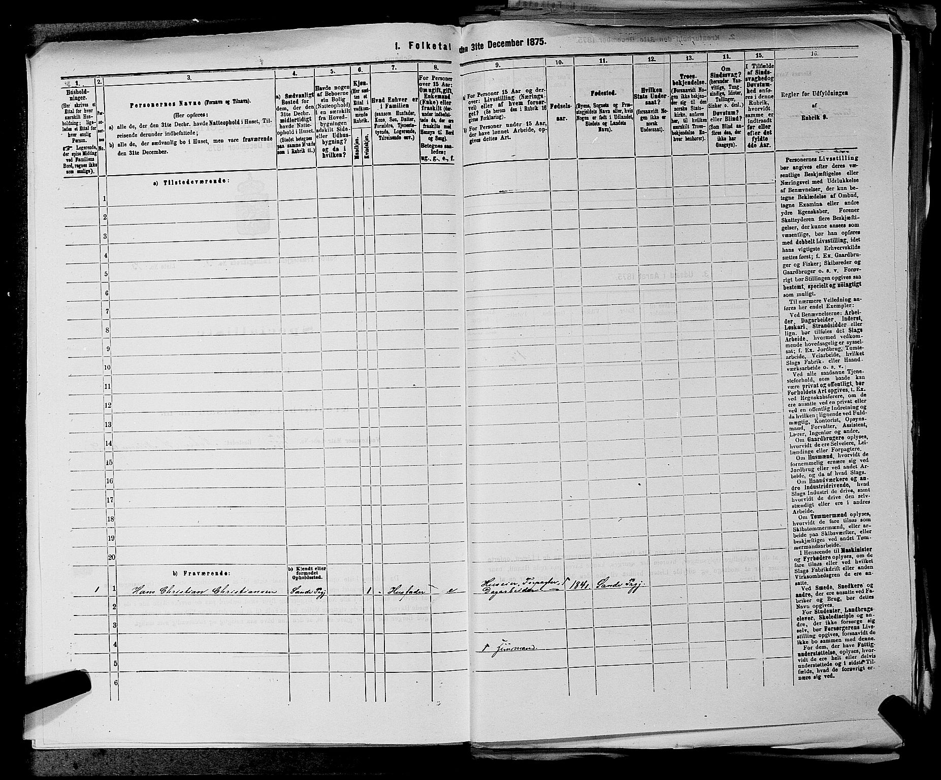 SAKO, 1875 census for 0713P Sande, 1875, p. 470