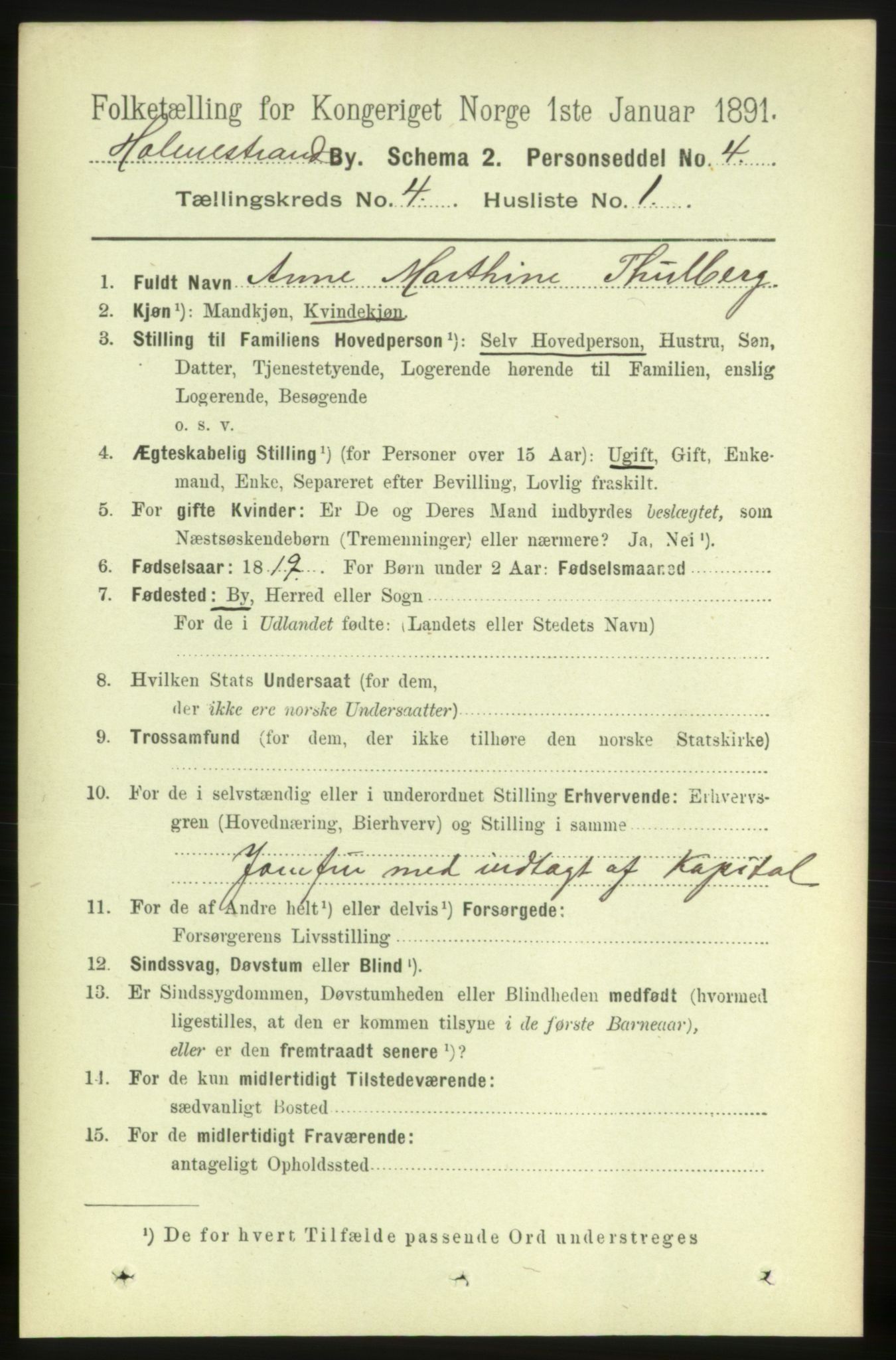 RA, 1891 census for 0702 Holmestrand, 1891, p. 2207