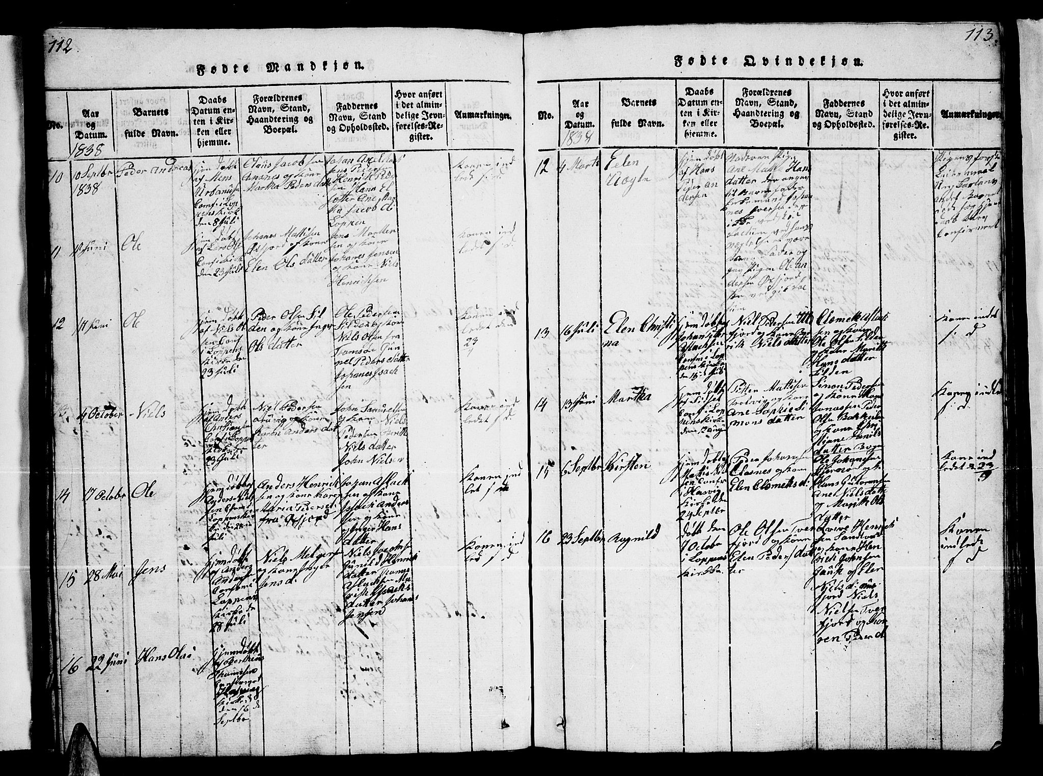 Loppa sokneprestkontor, AV/SATØ-S-1339/H/Hb/L0001klokker: Parish register (copy) no. 1, 1820-1849, p. 112-113