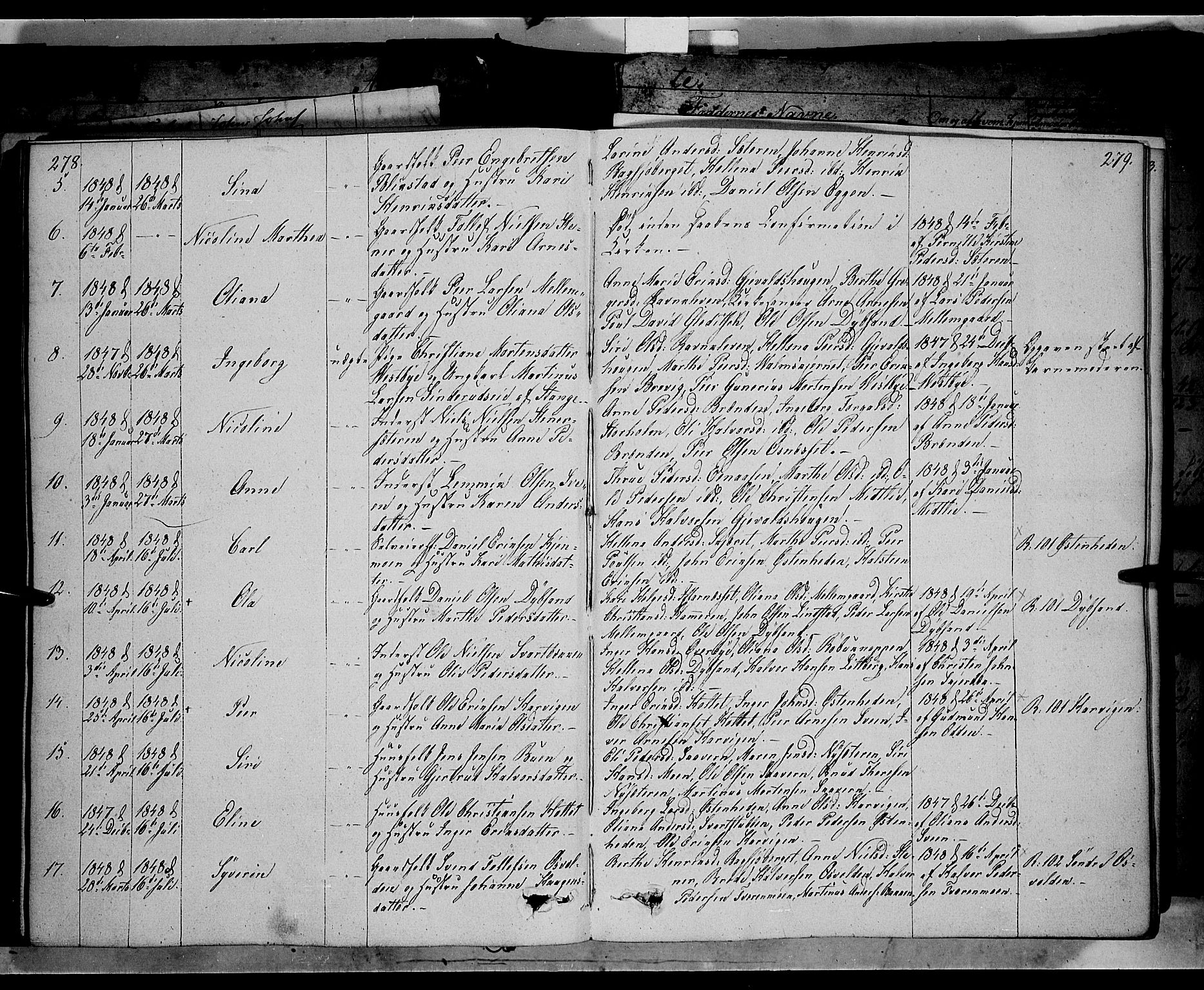 Trysil prestekontor, SAH/PREST-046/H/Ha/Haa/L0004: Parish register (official) no. 4 /2, 1842-1850, p. 278-279